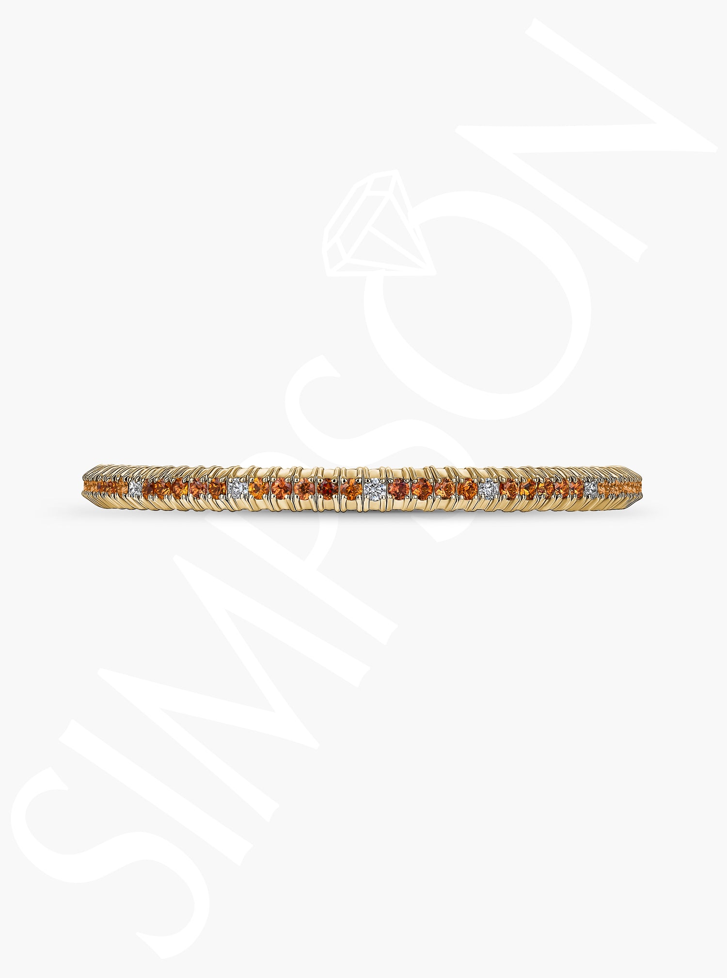 Orange Sapphire and Diamond Stretch Bracelet