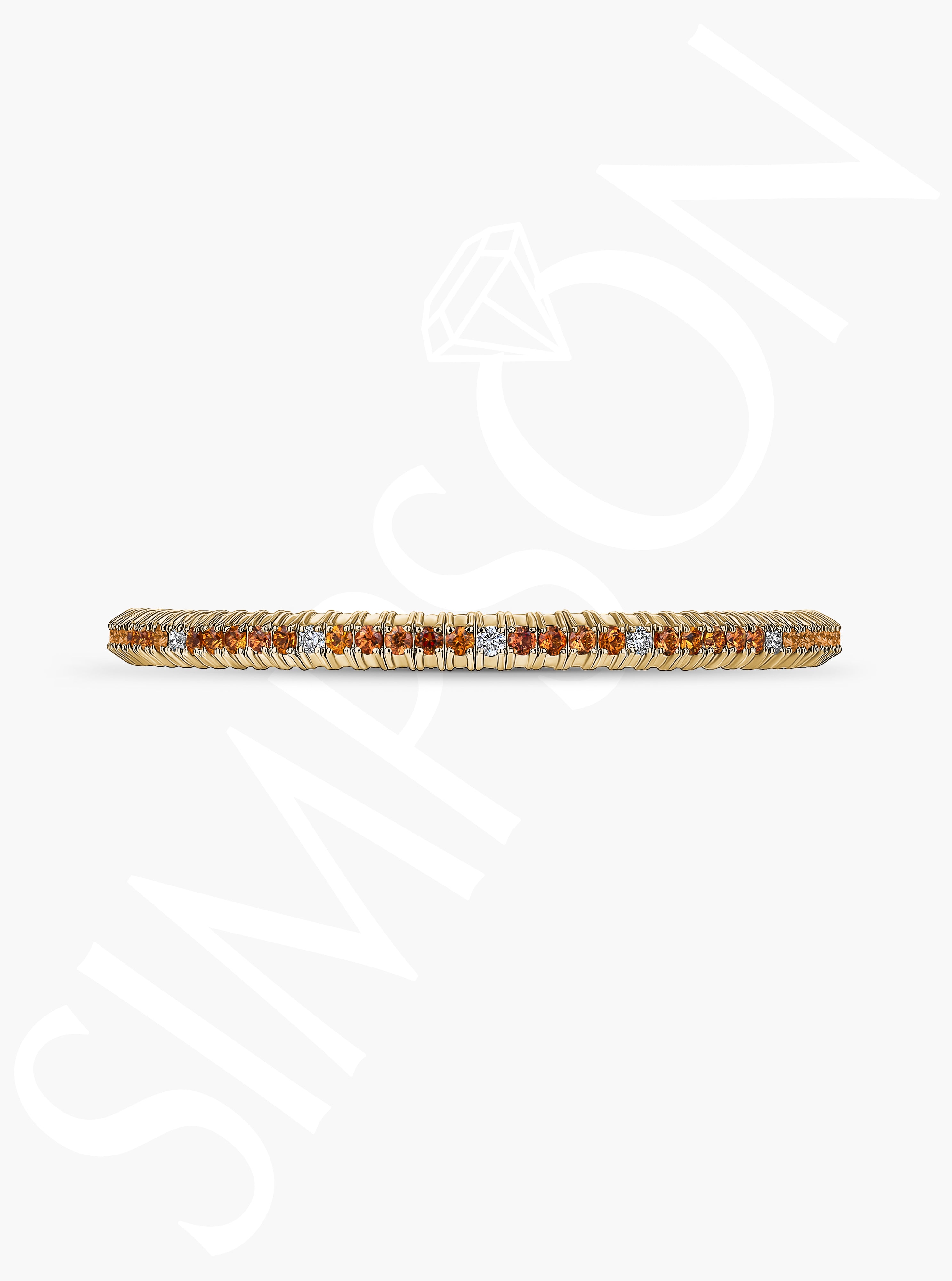 Orange Sapphire and Diamond Stretch Bracelet