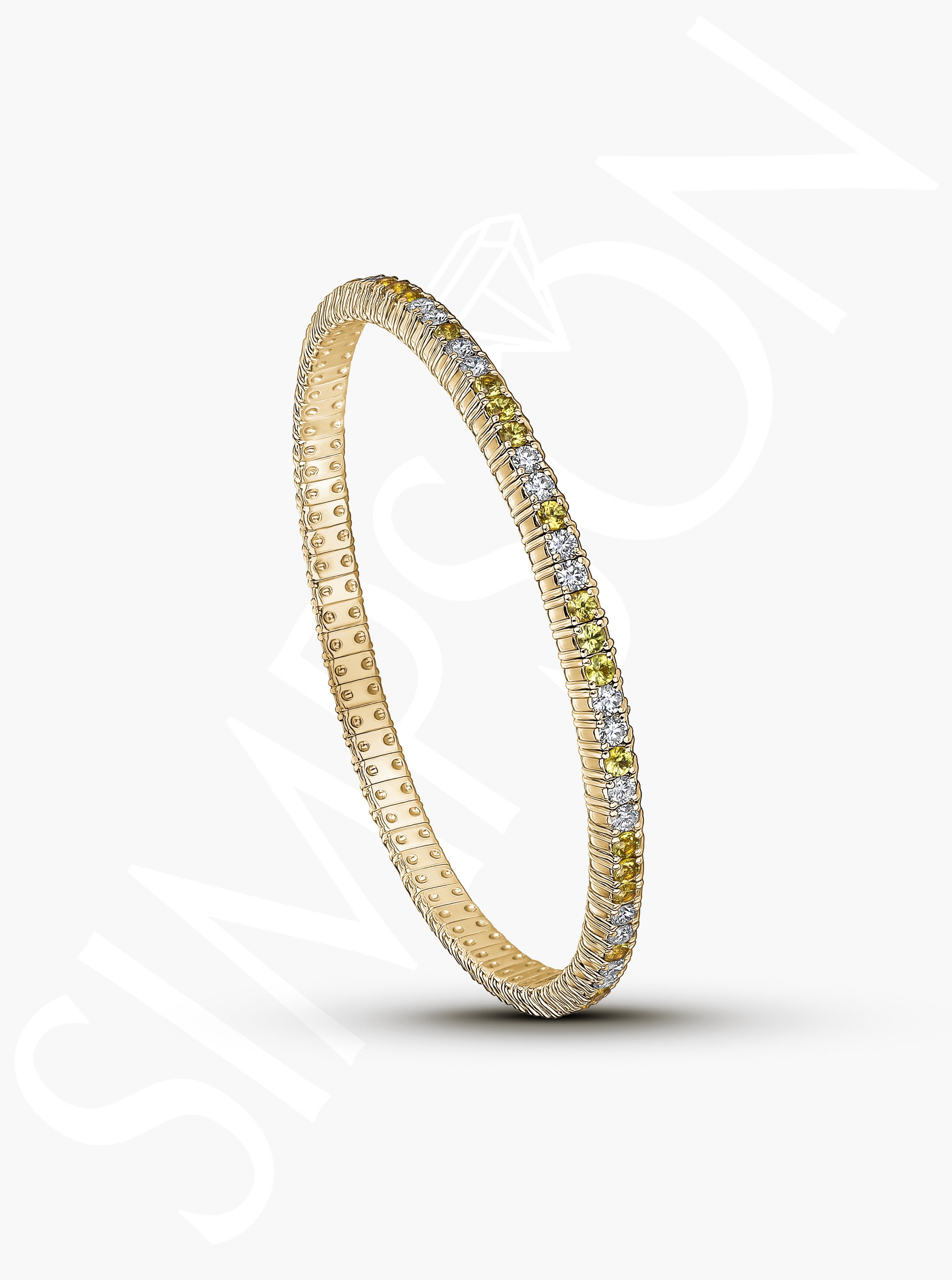Yellow Sapphire and Diamond Stretch Bracelet