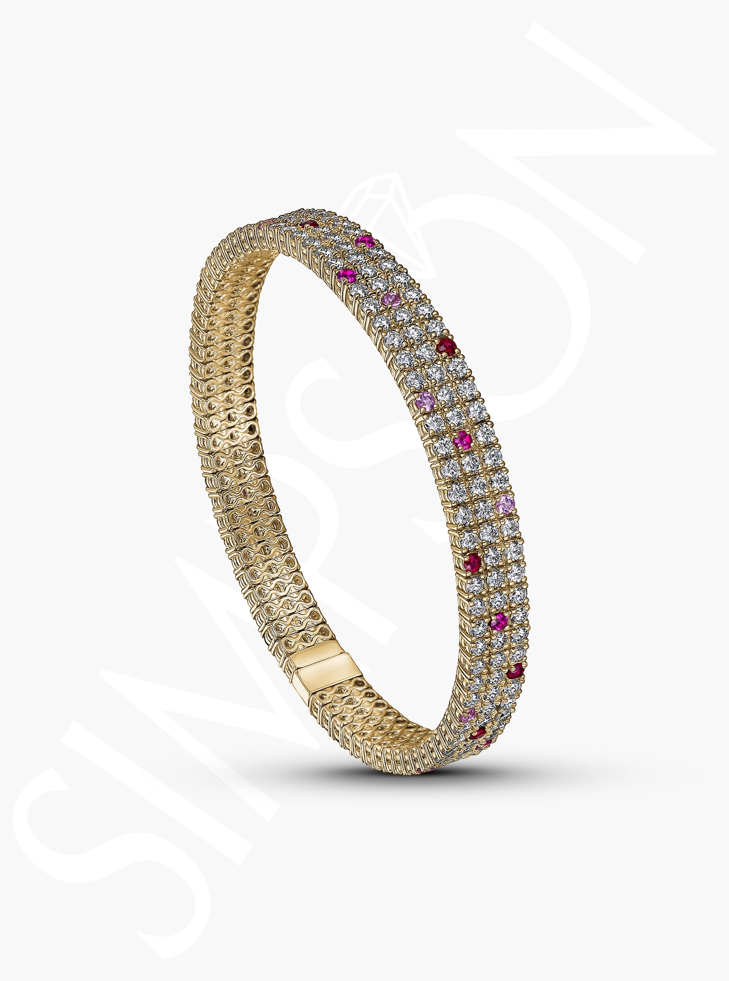Ruby and Pink Sapphire Diamond Stretch Bracelet