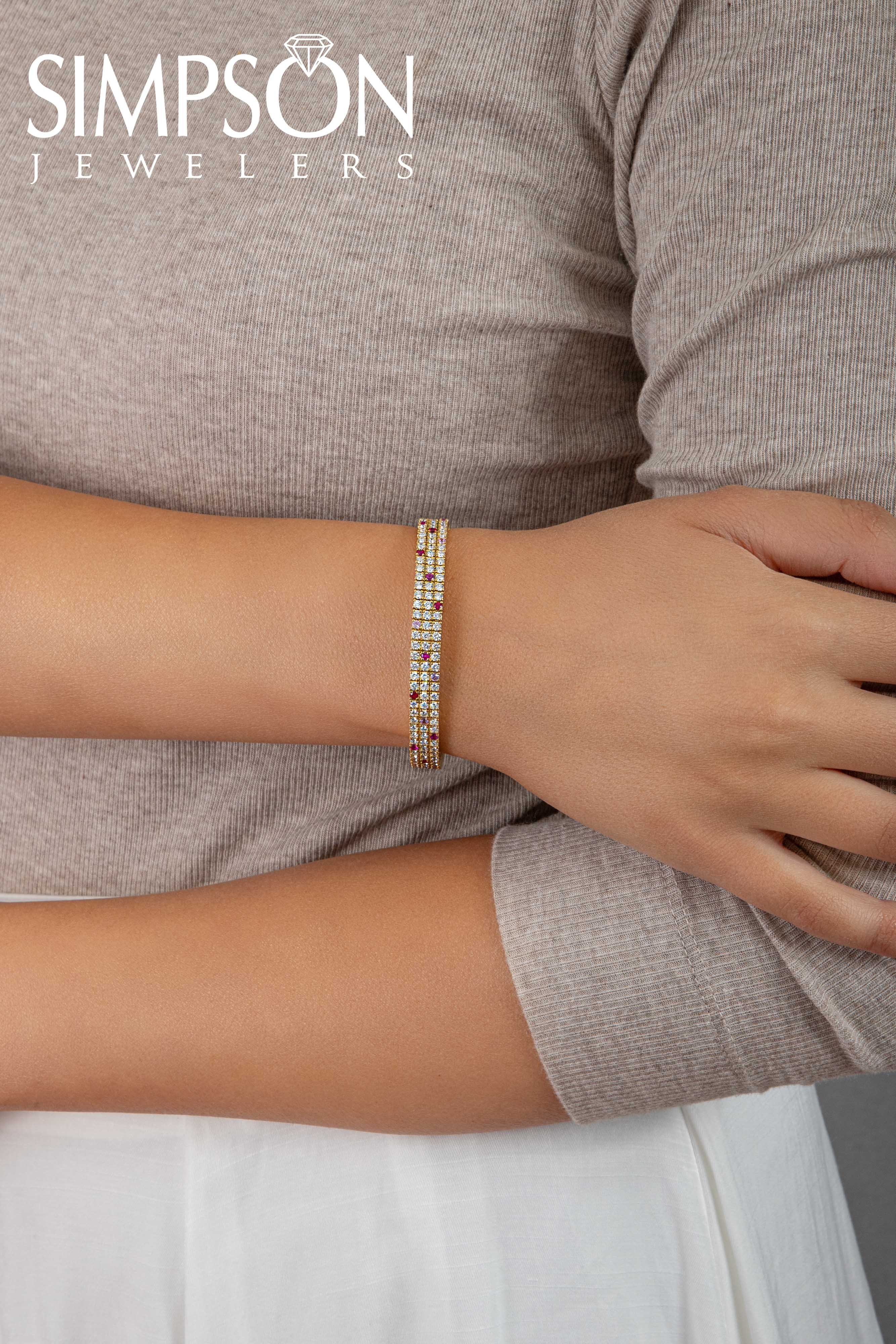 Ruby and Pink Sapphire Diamond Stretch Bracelet