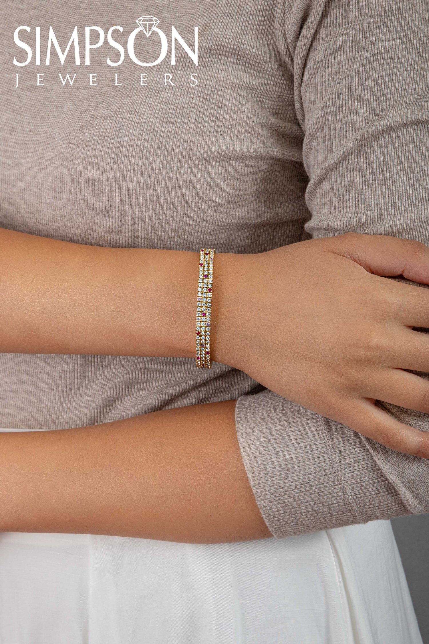 Ruby and Pink Sapphire Diamond Stretch Bracelet