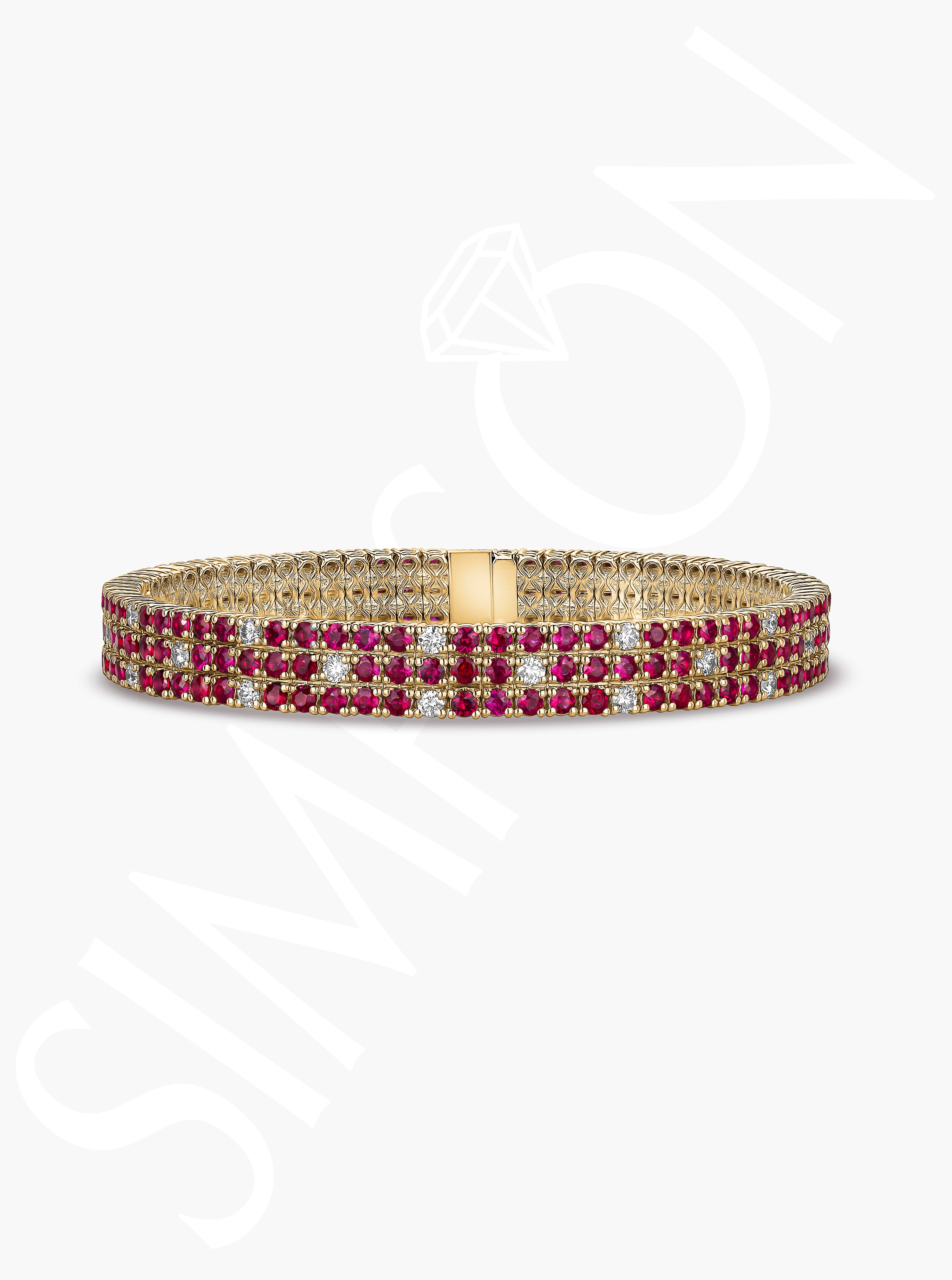 Ruby Stretch Bracelet With Diamonds