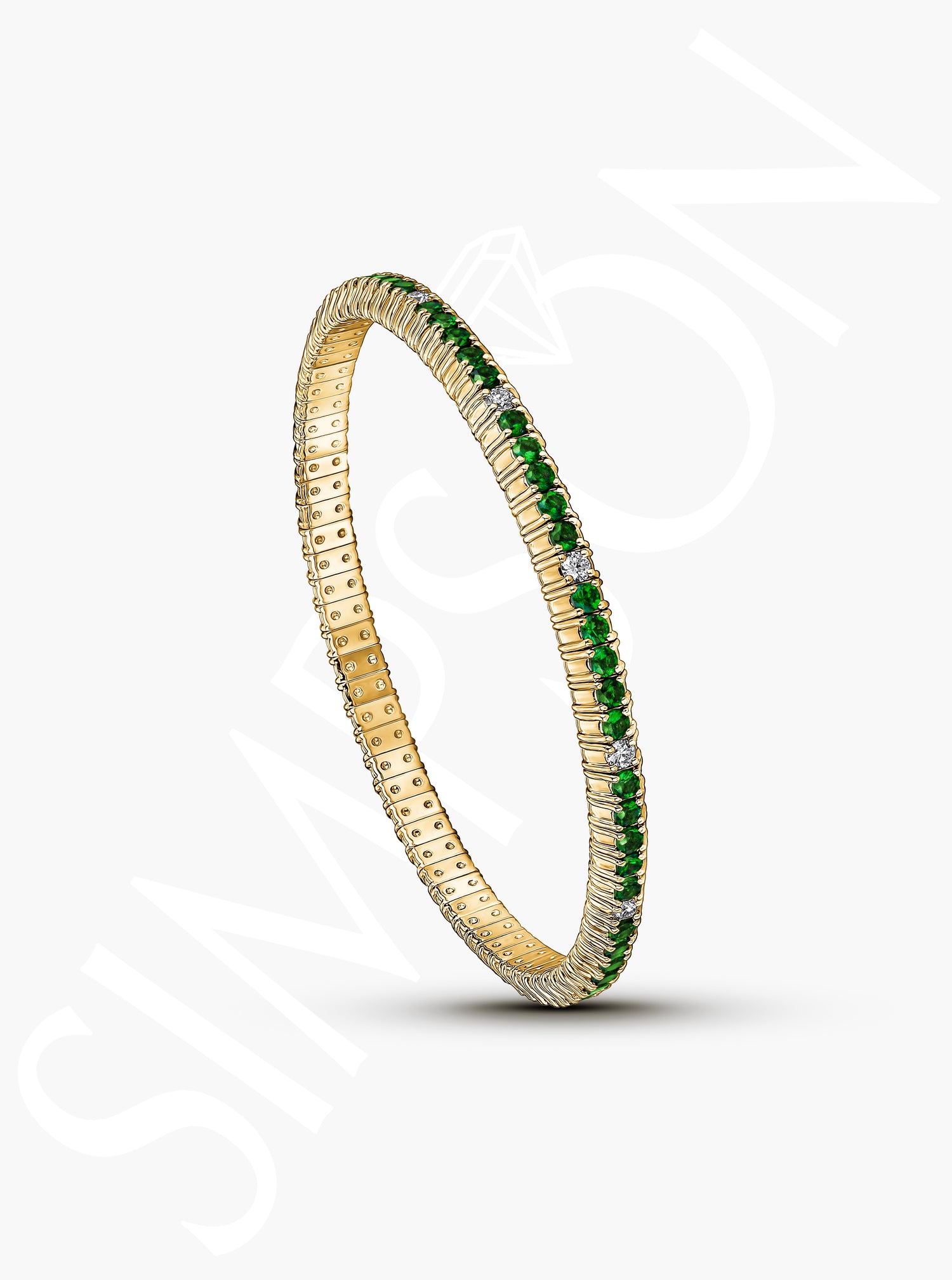 Tsavorite Stretch Bracelet with Diamonds