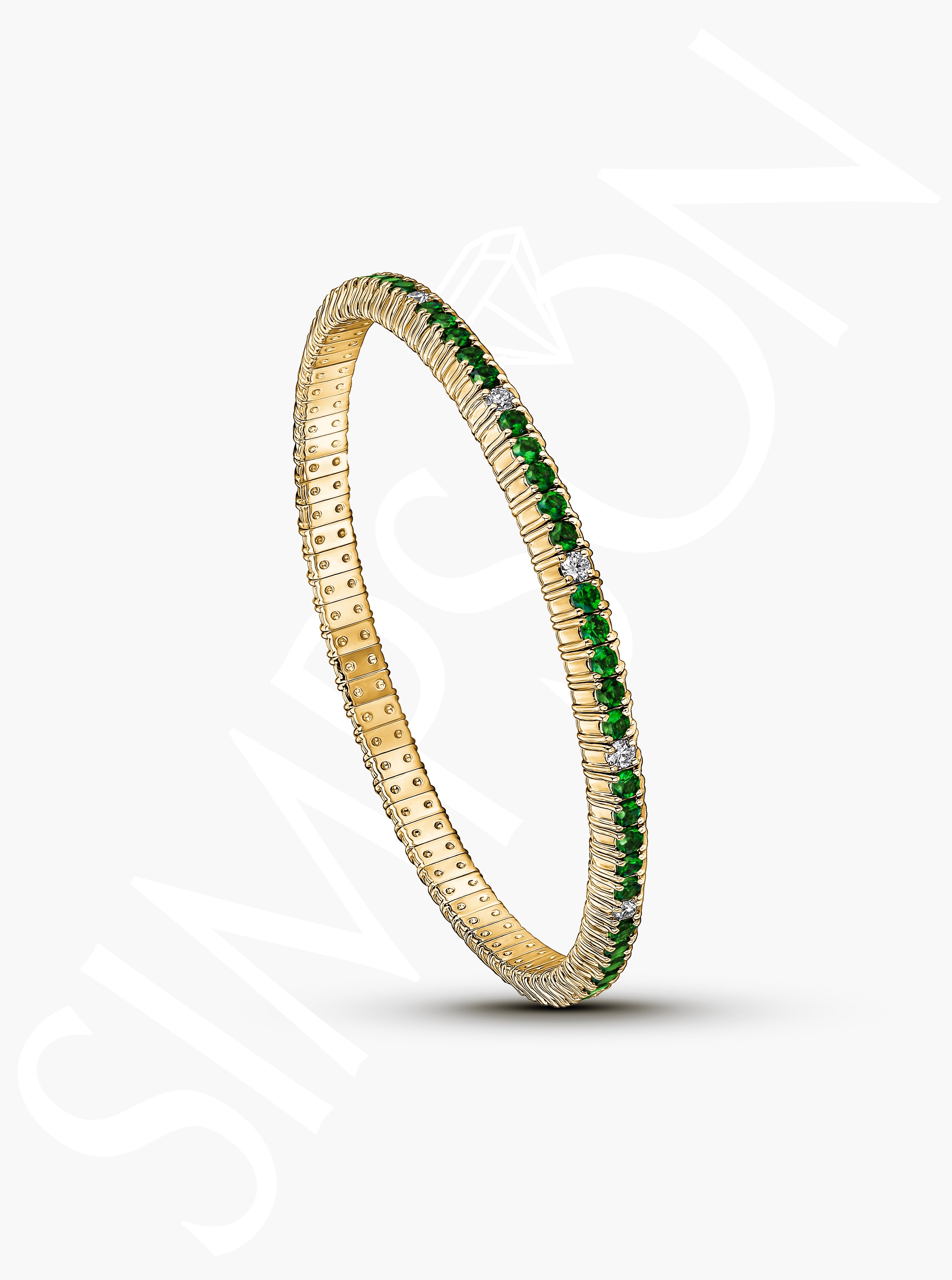 Tsavorite Stretch Bracelet with Diamonds