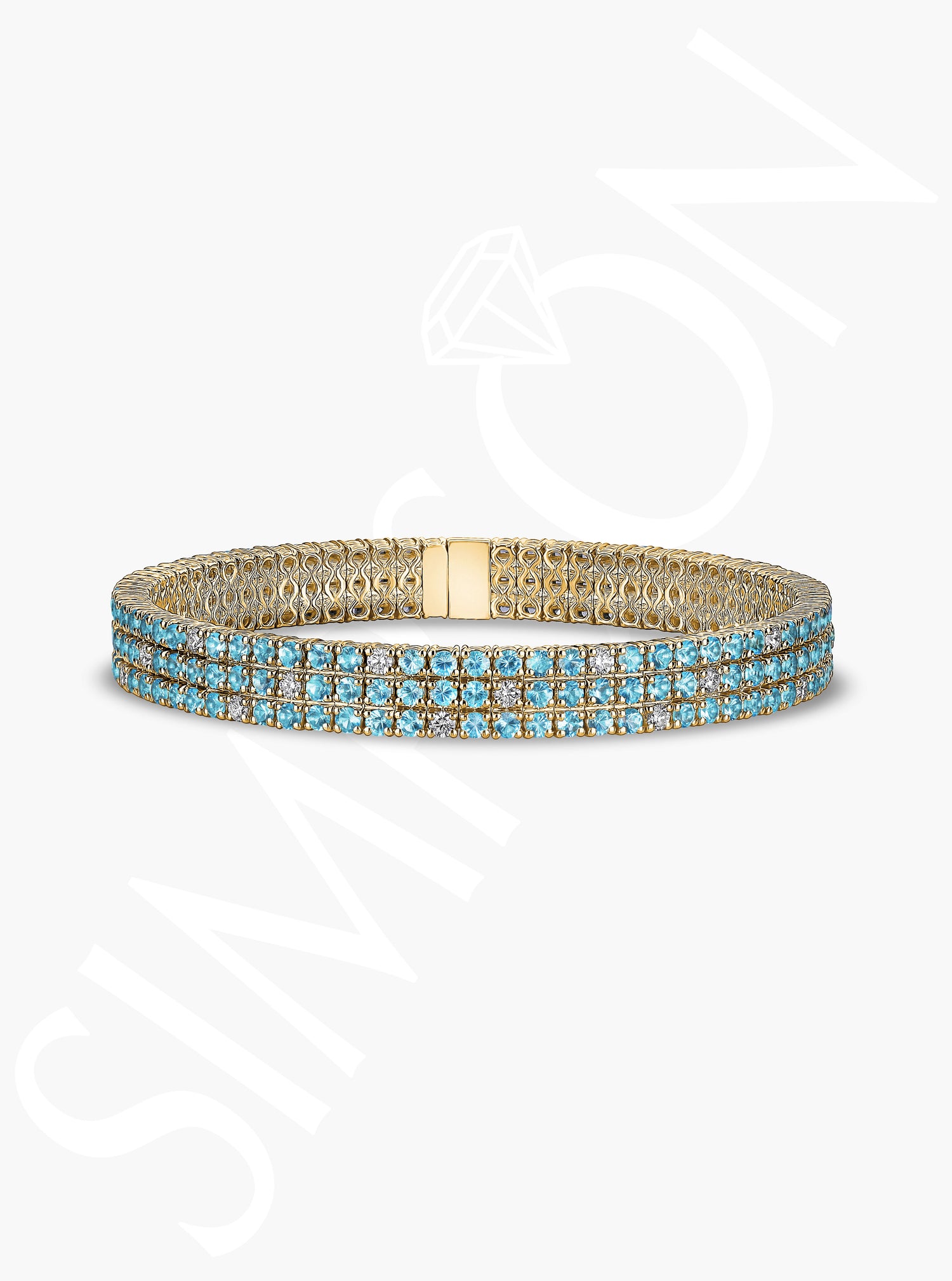 Blue Topaz Stretch Bracelet with Diamonds