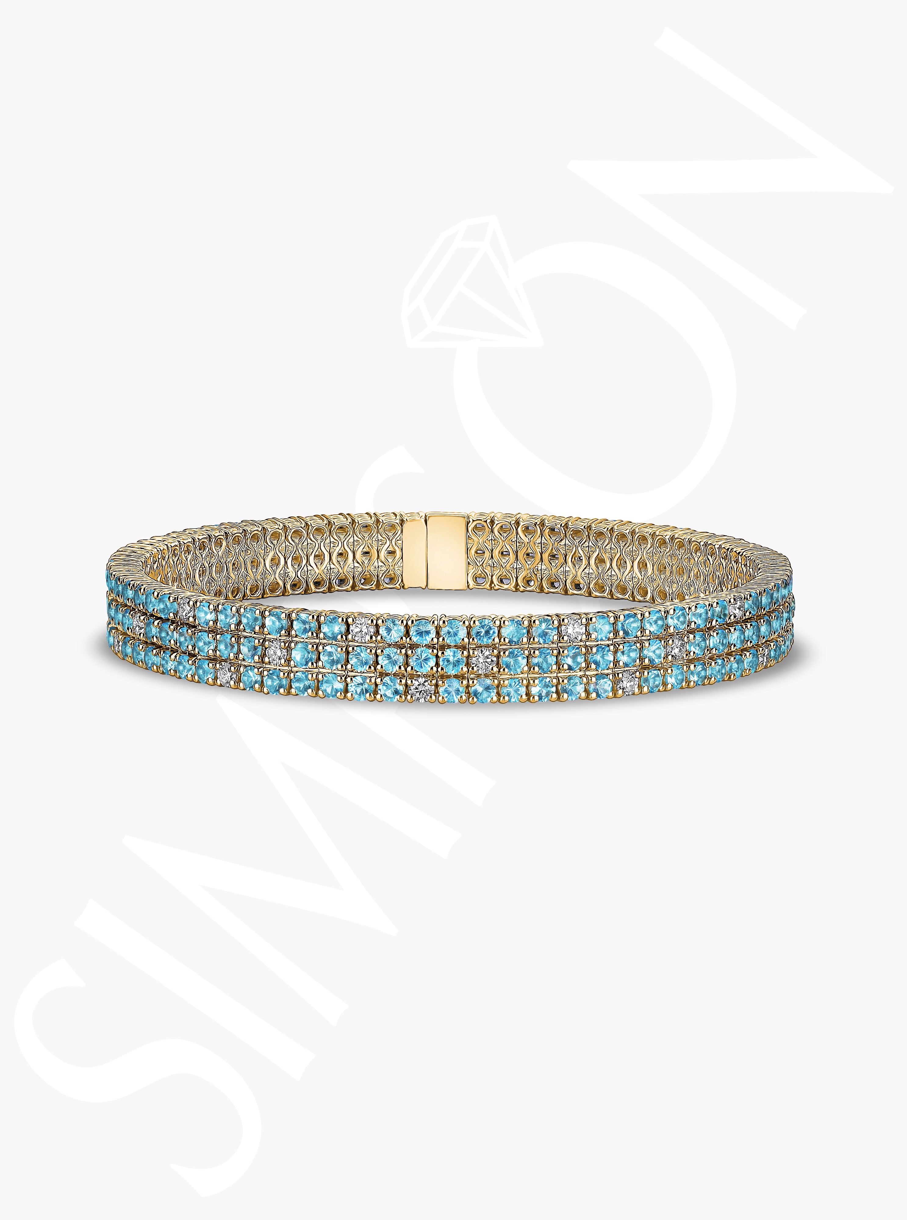 Blue Topaz Stretch Bracelet with Diamonds