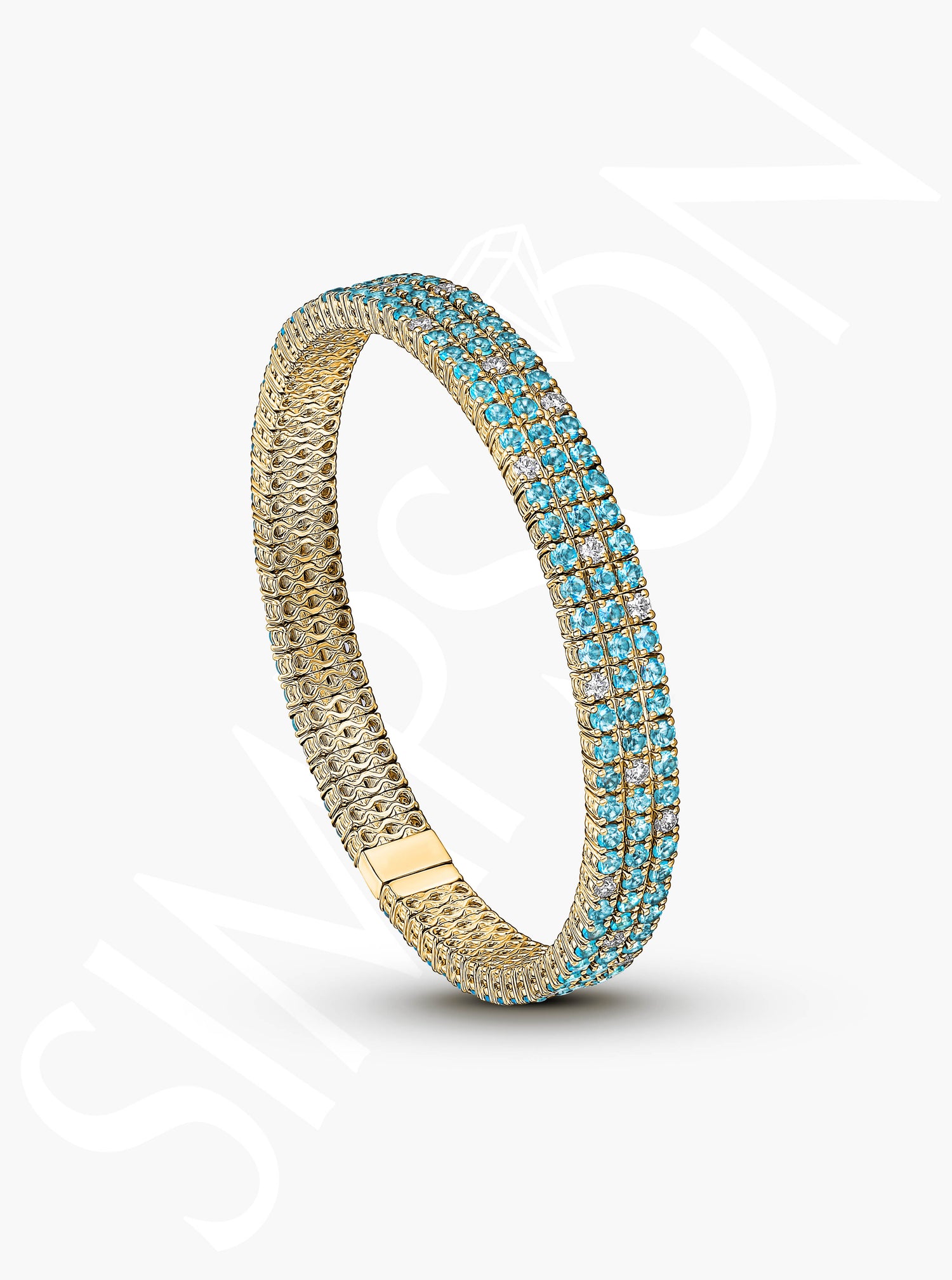 Blue Topaz Stretch Bracelet with Diamonds