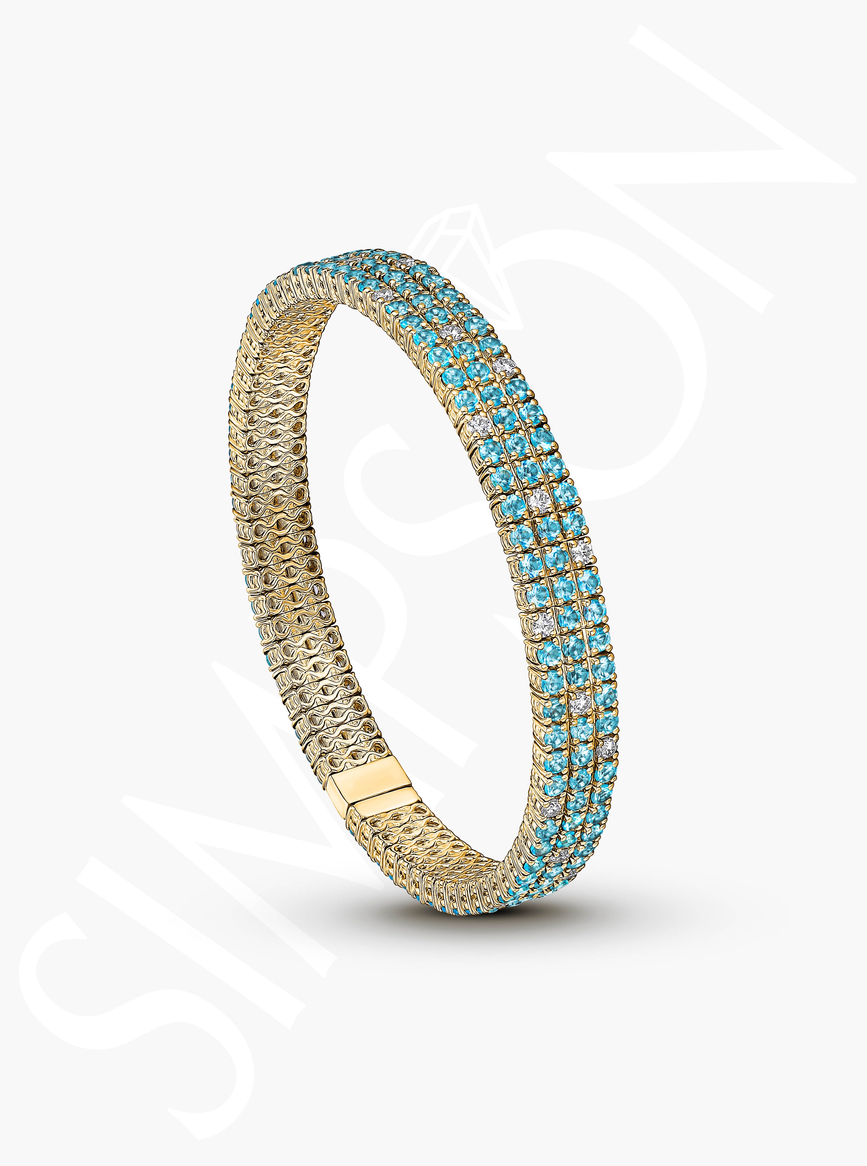Blue Topaz Stretch Bracelet with Diamonds
