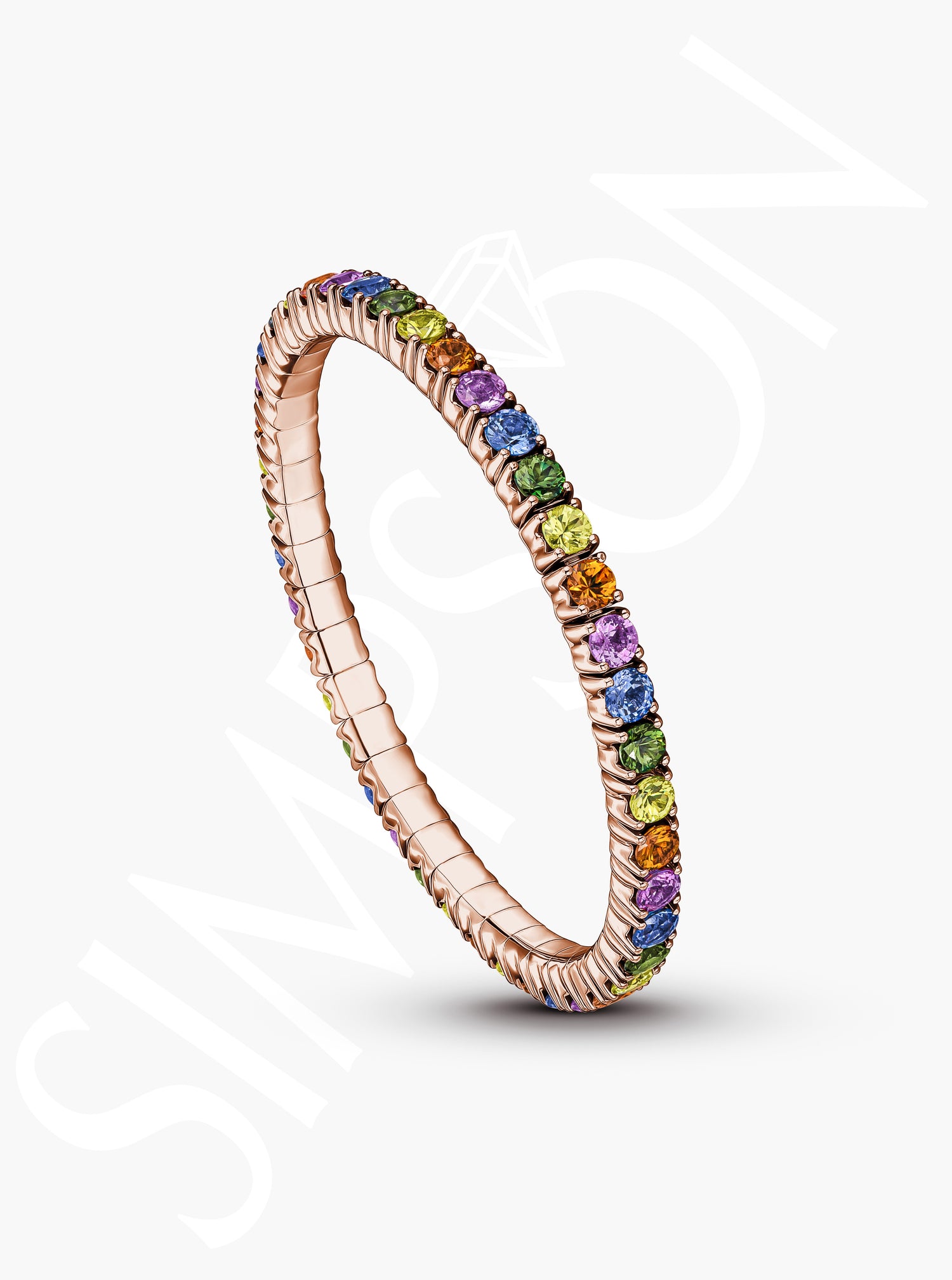 Multi-Color Sapphire Stretch Bracelet