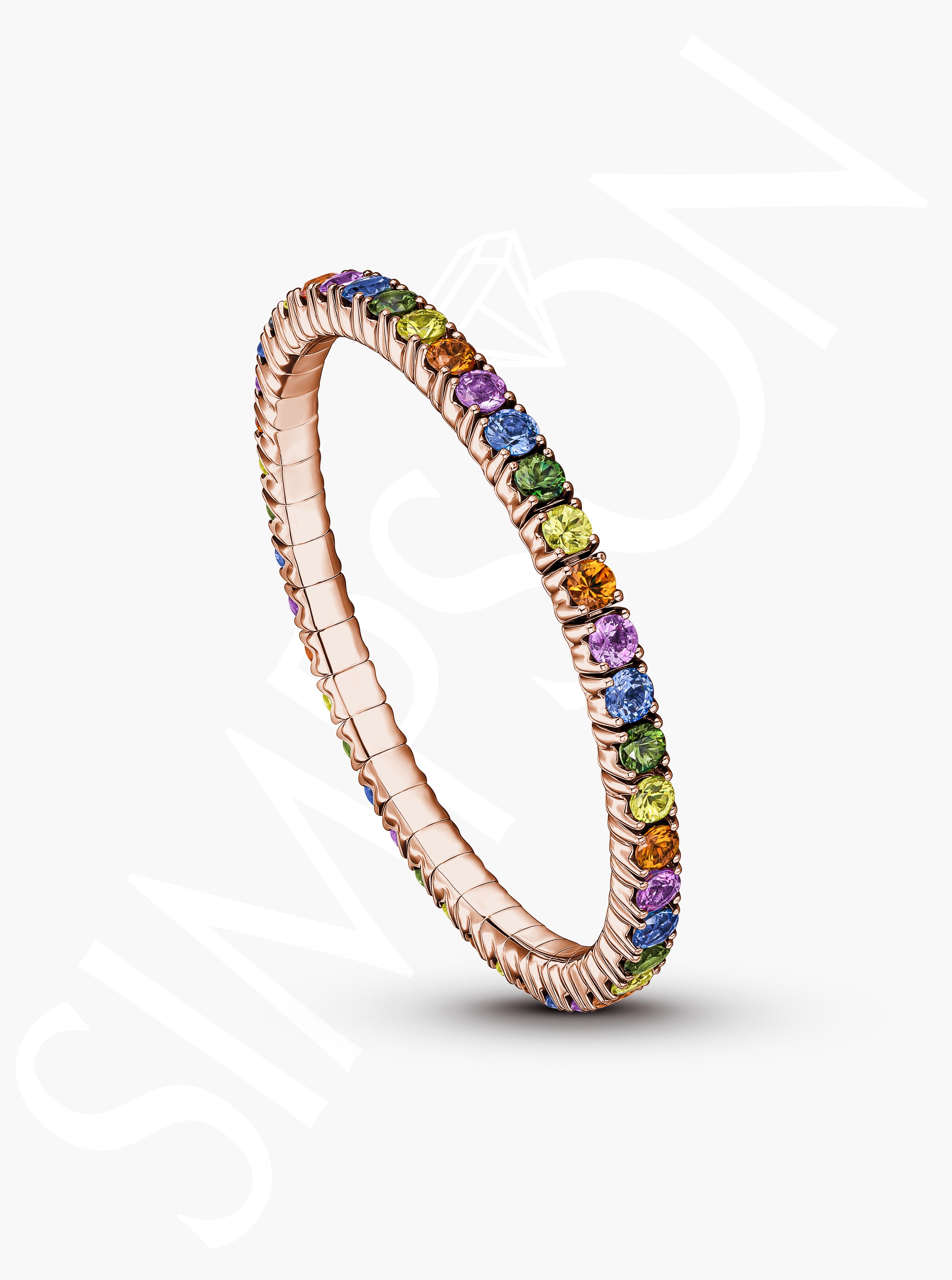 Multi-Color Sapphire Stretch Bracelet