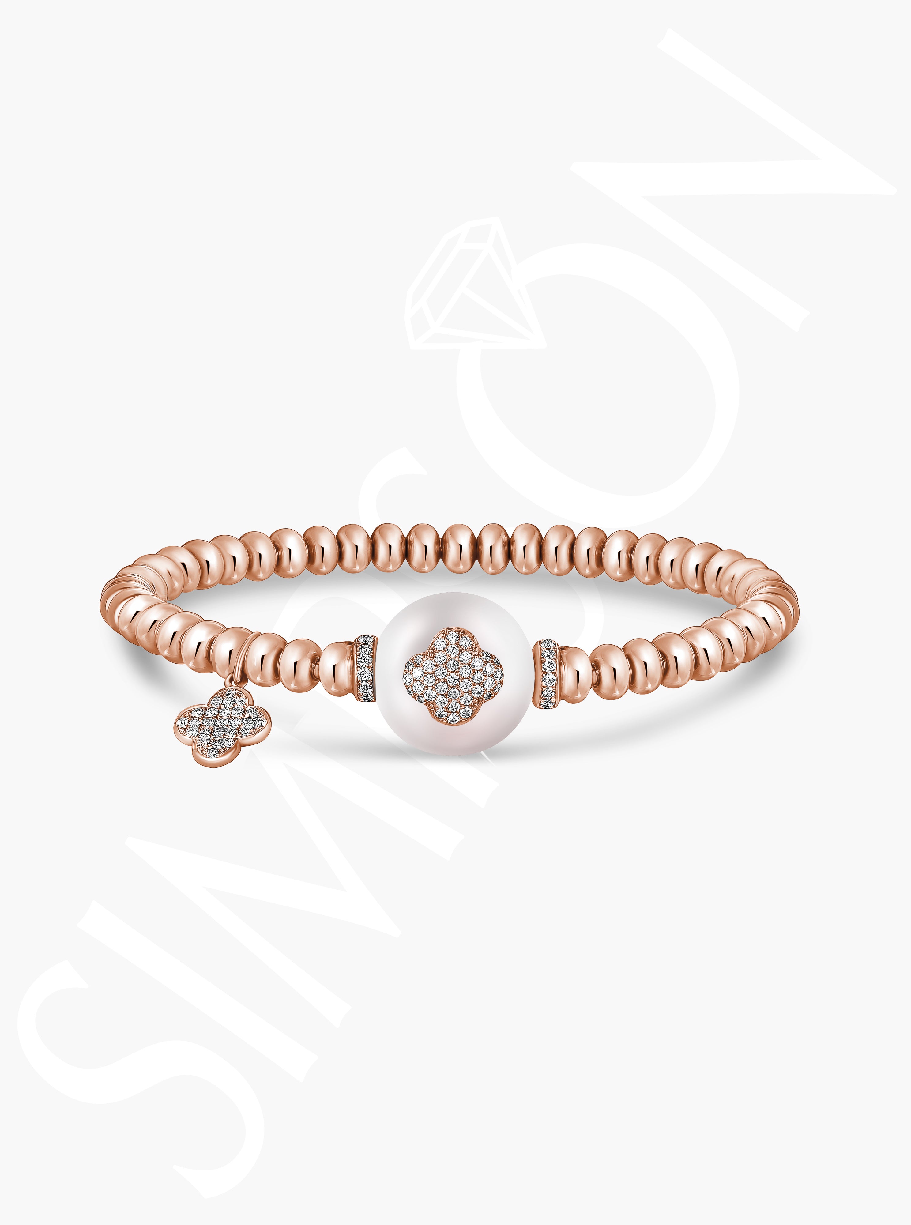 South Sea Pearl & Diamond Beaded Bracelet