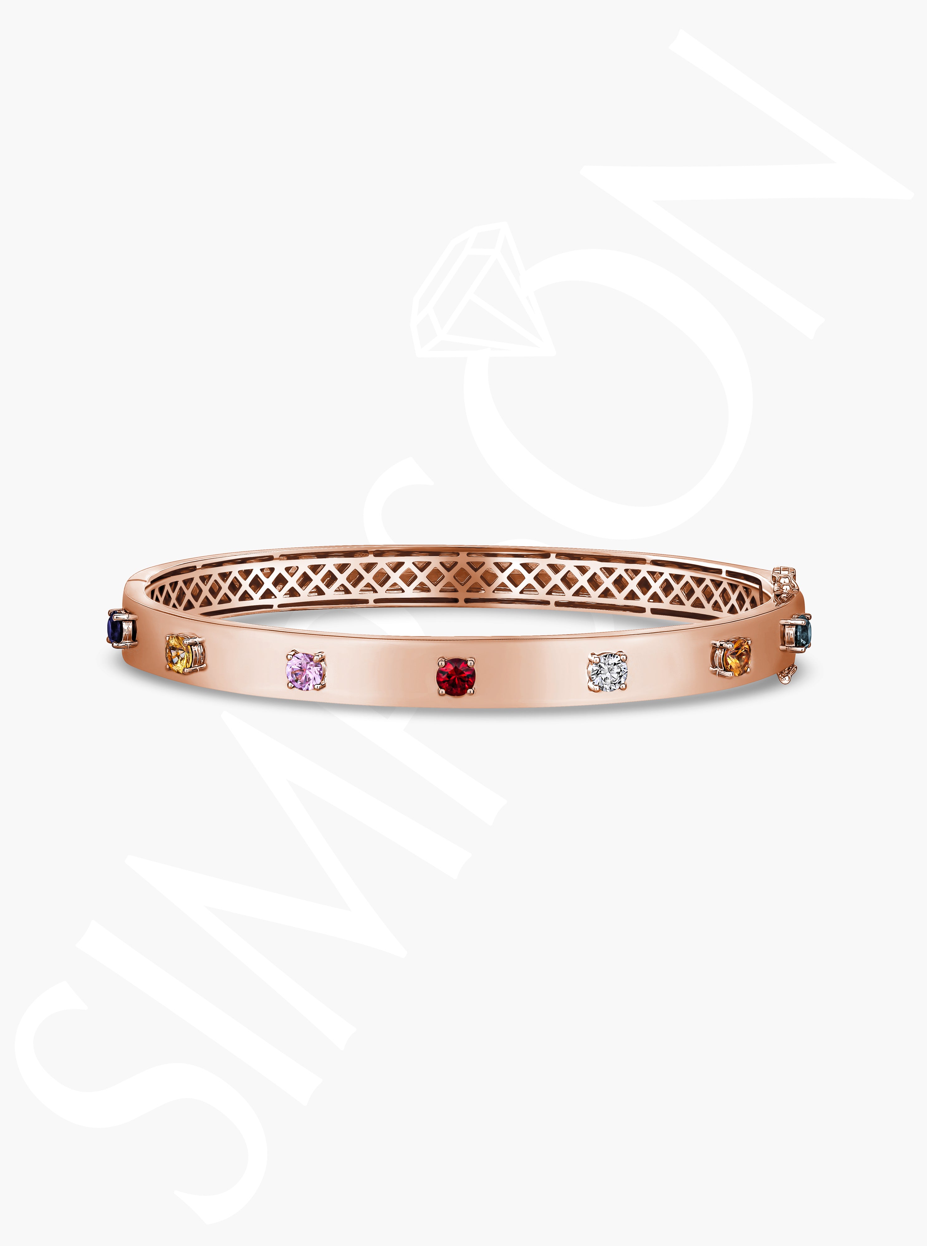 Multi-Color Sapphire and Diamond Bangle