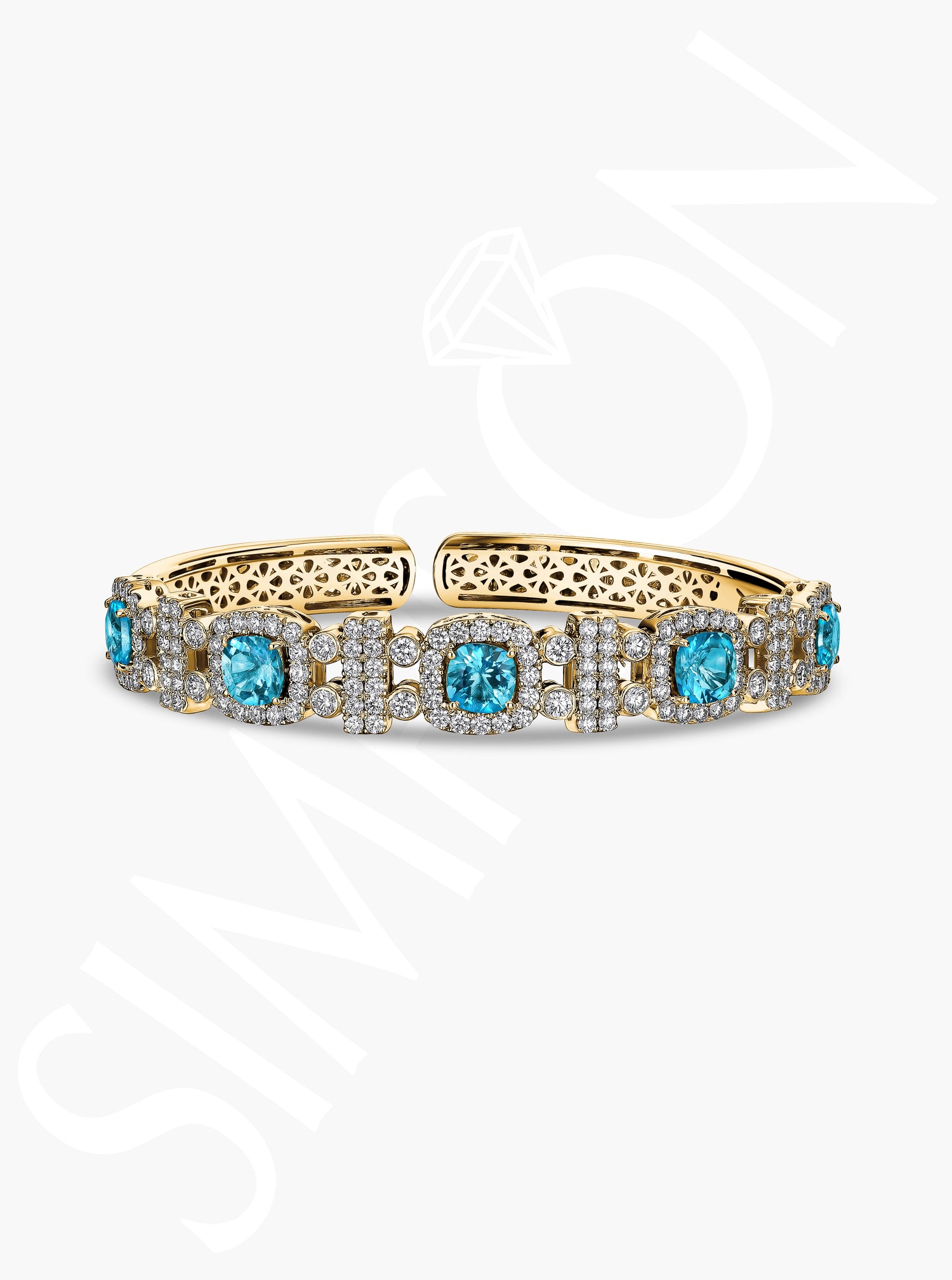 Apatite and Diamond Halo Bangle