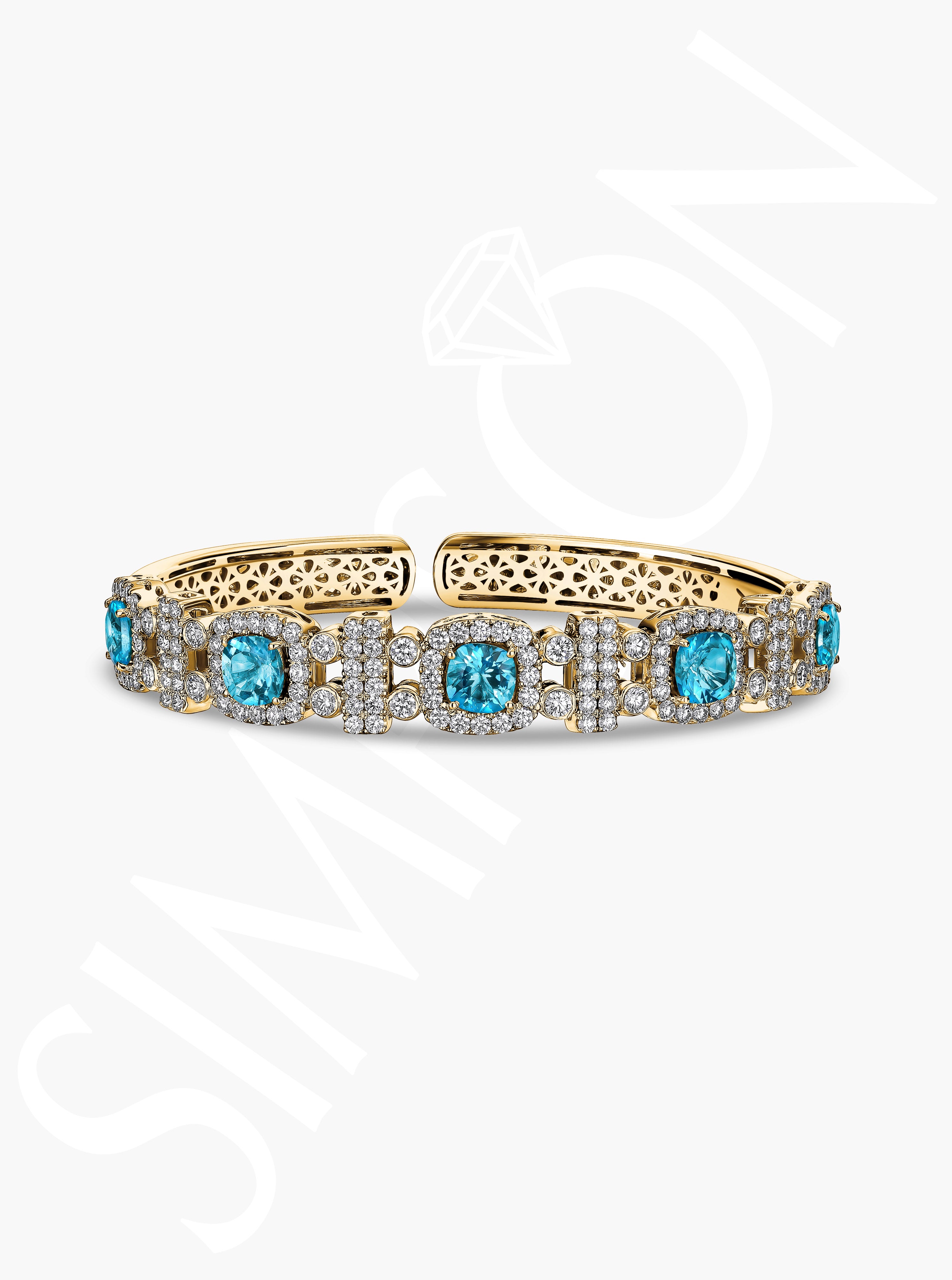 Apatite and Diamond Halo Bangle