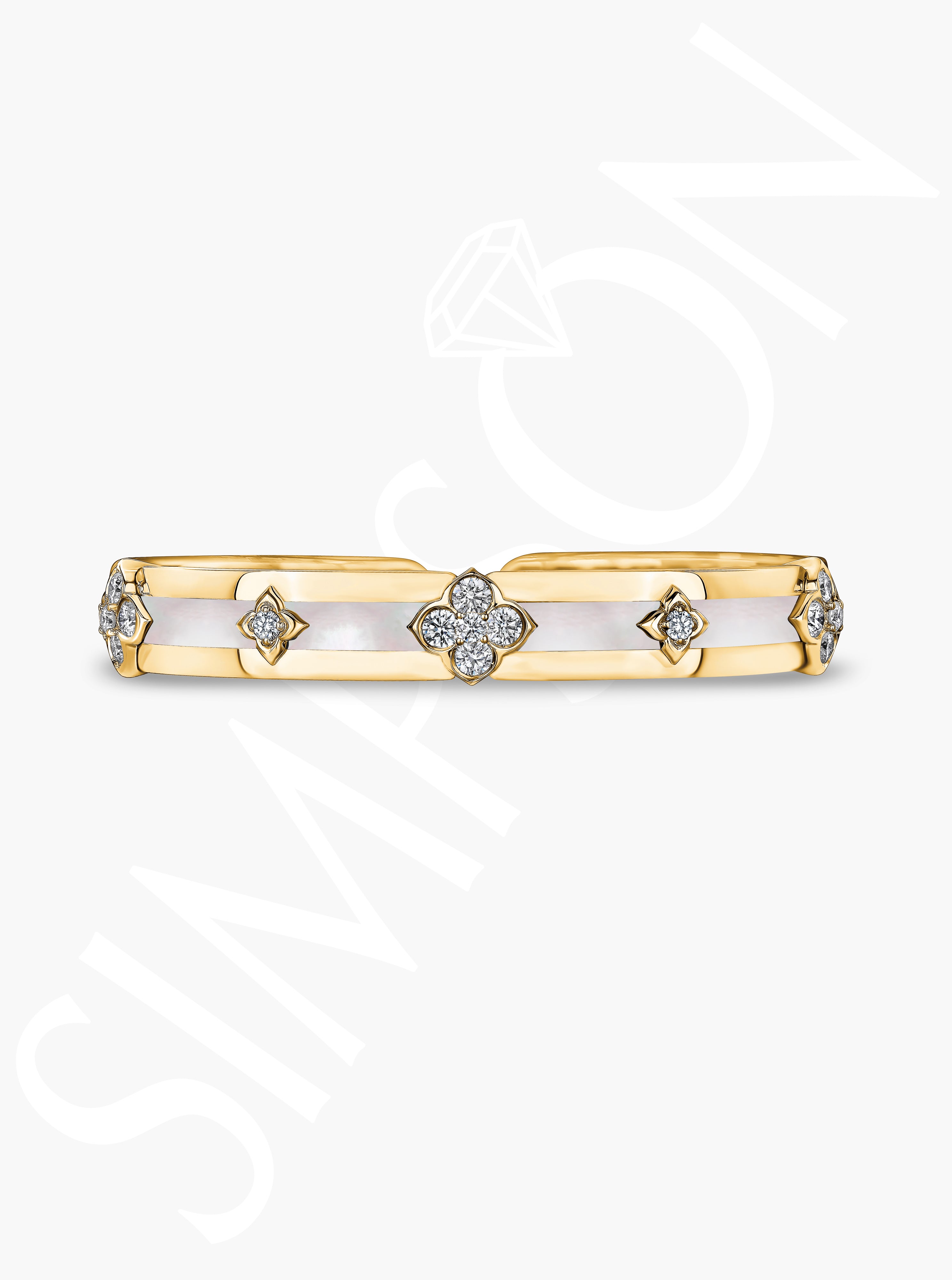 Mother-Of-Pearl Bangle with Diamond Accents