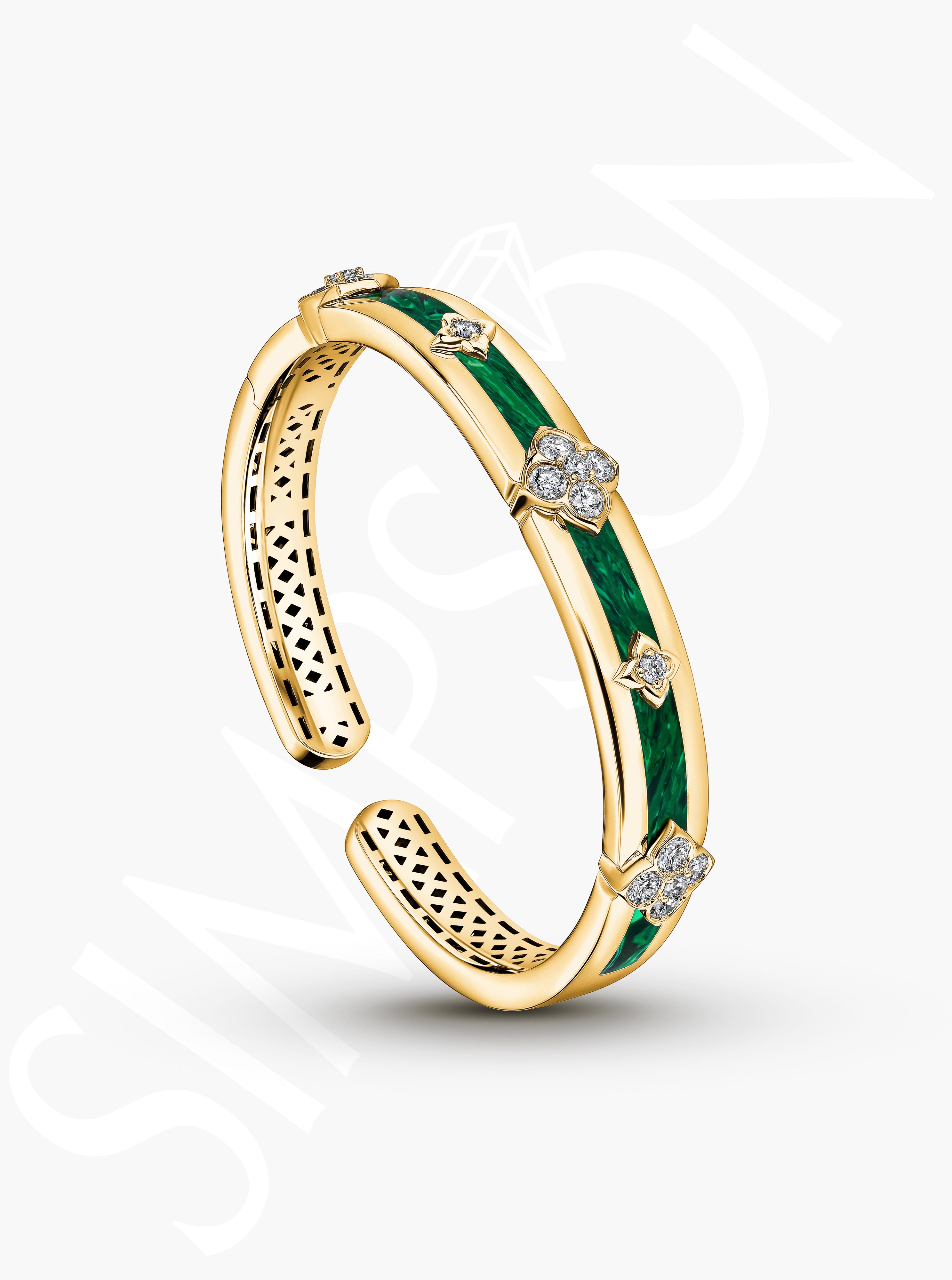 Malachite Bangle with Diamond Accents