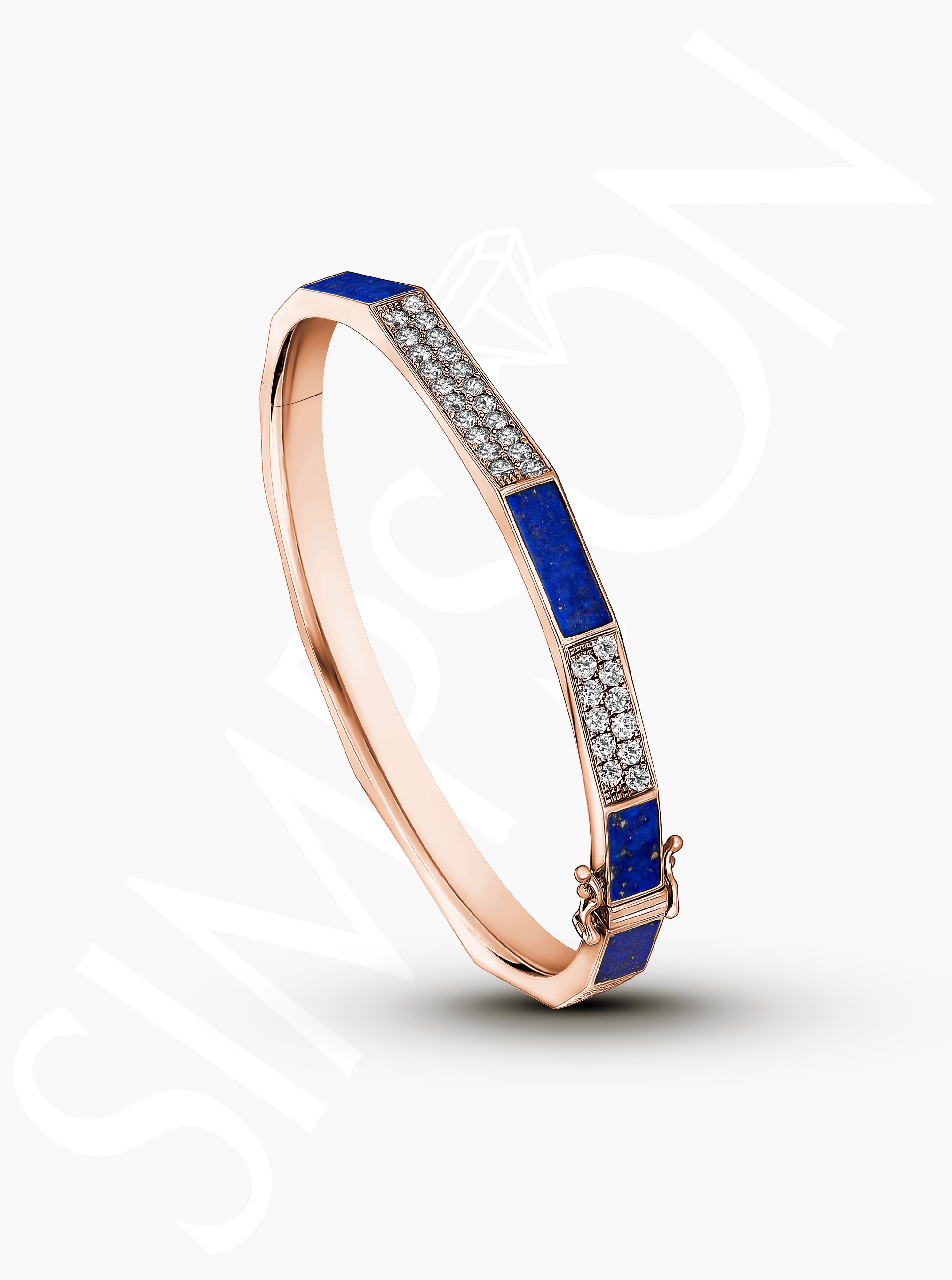 Lapis and Diamond Bangle