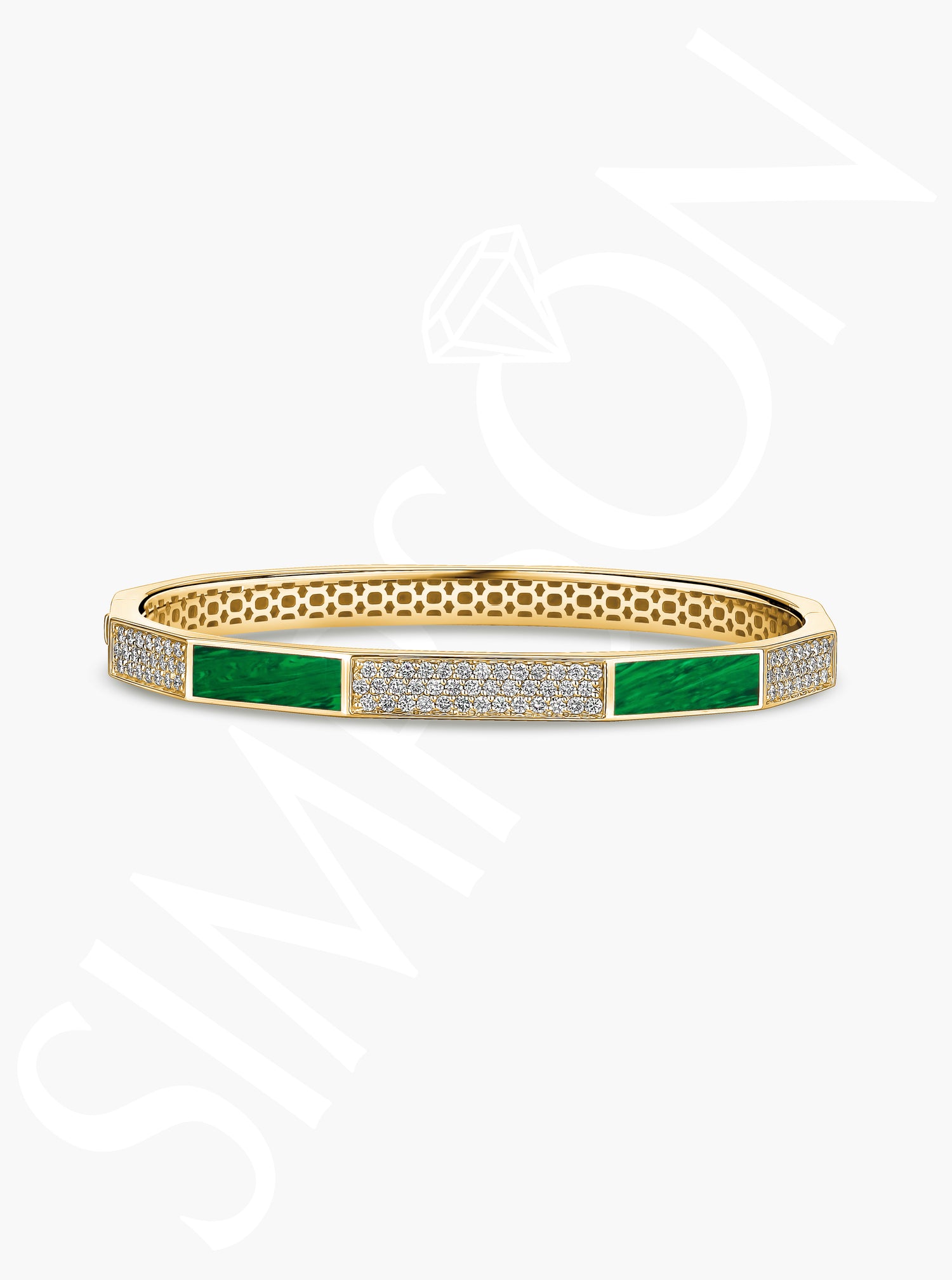 Malachite and Diamond Bangle