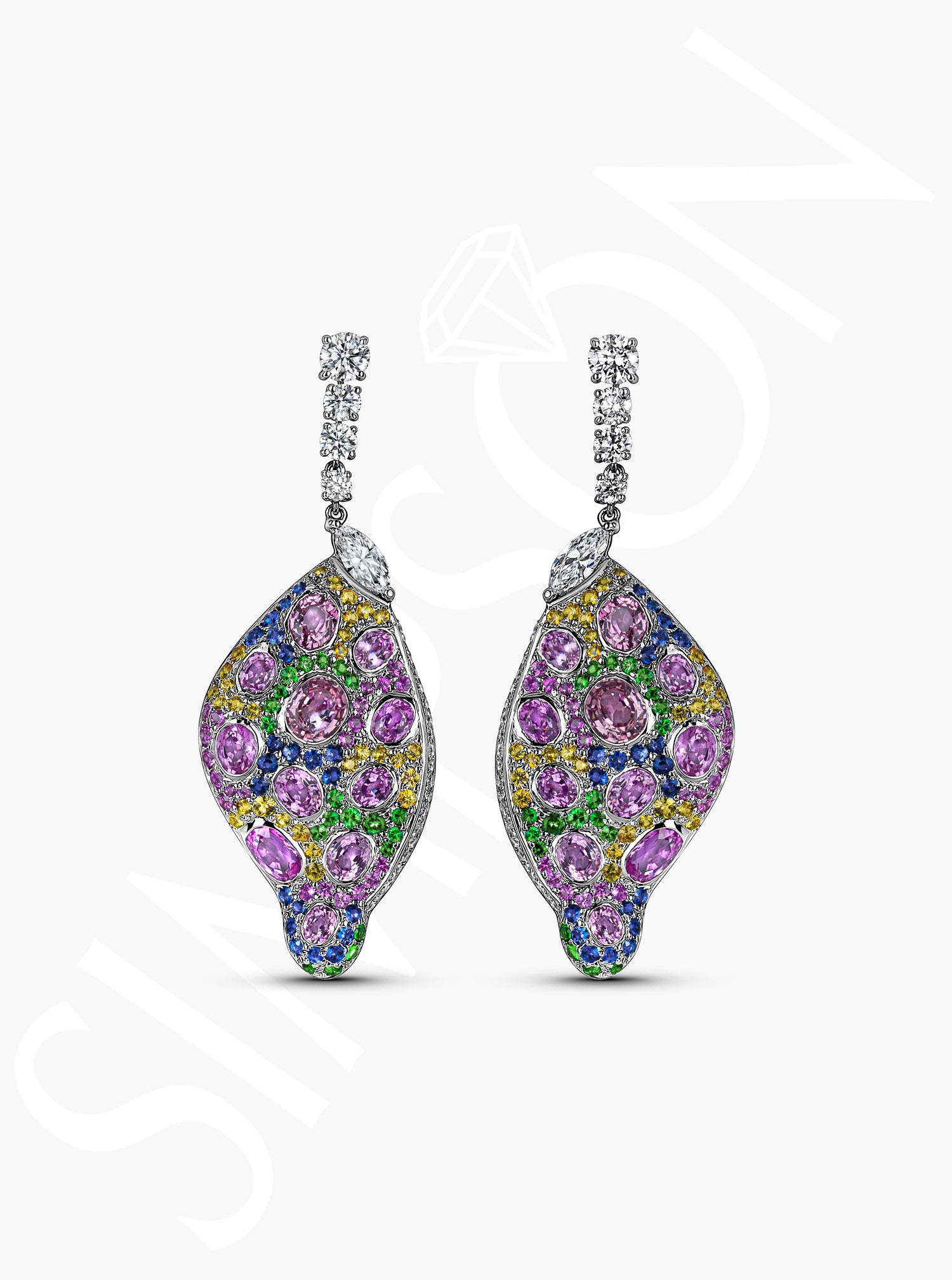 Sapphire and Garnet Drop Earrings