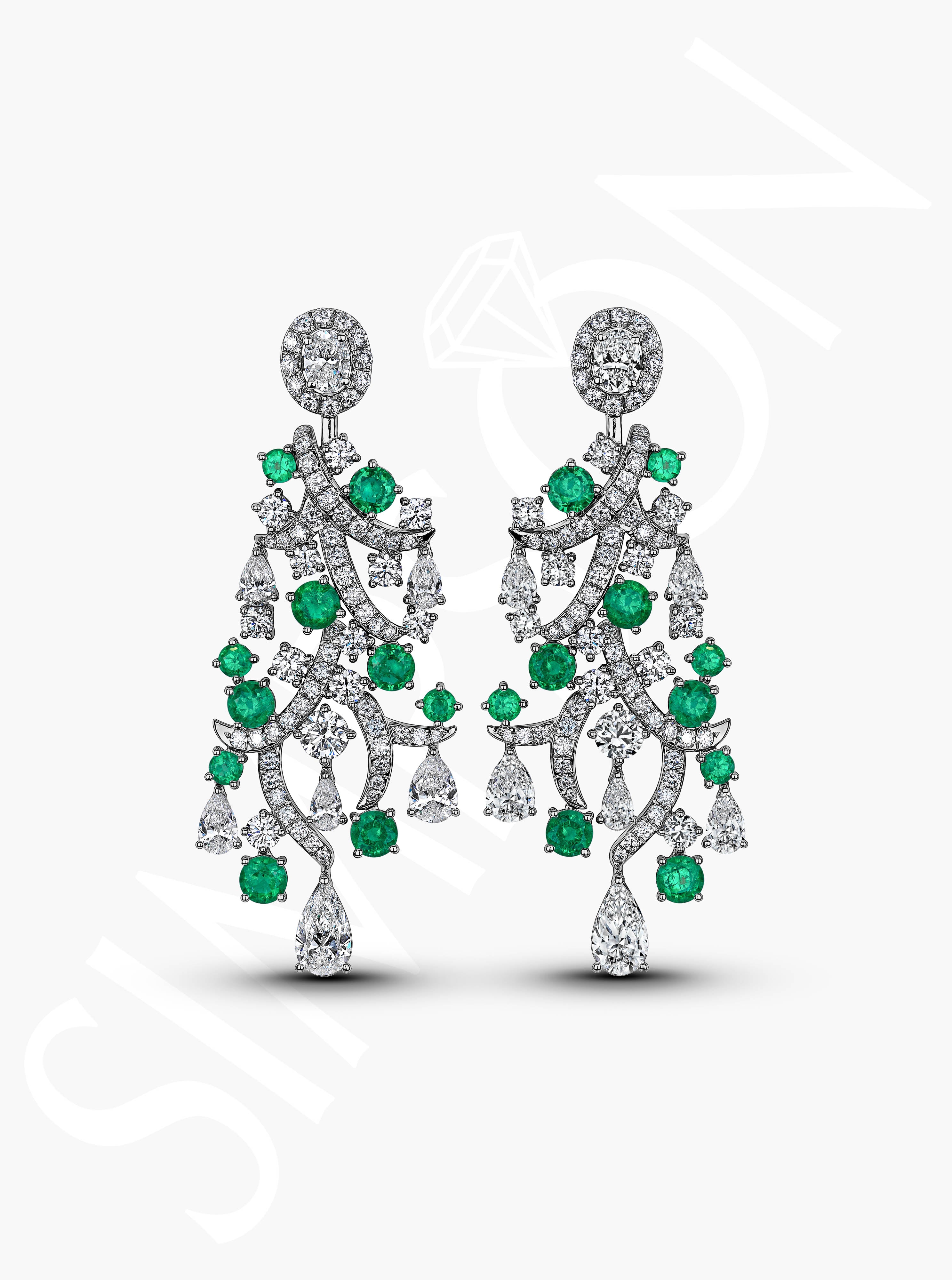 Emerald And Diamond Chandelier Earrings