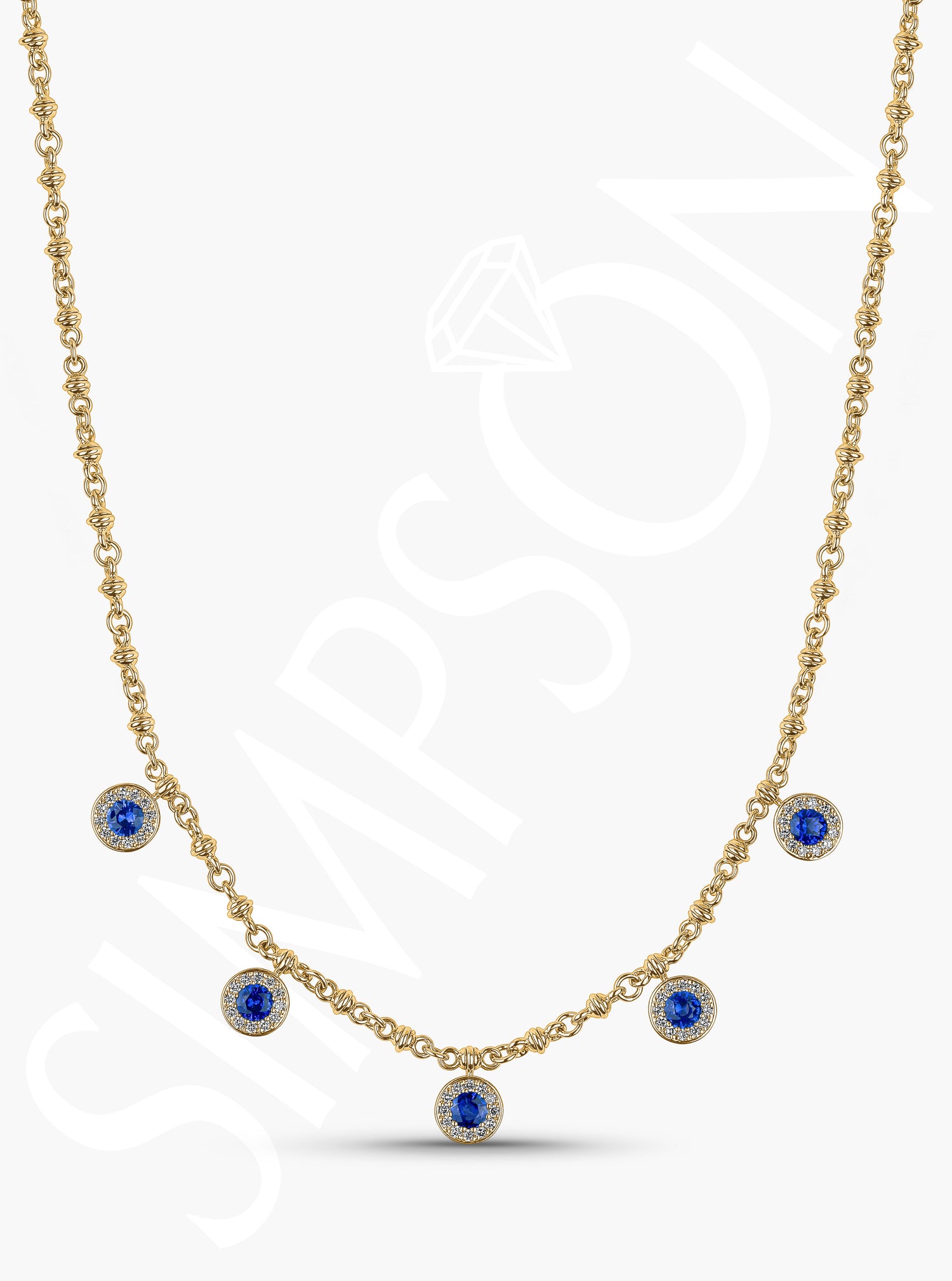 Blue Sapphire And Diamond Station Necklace