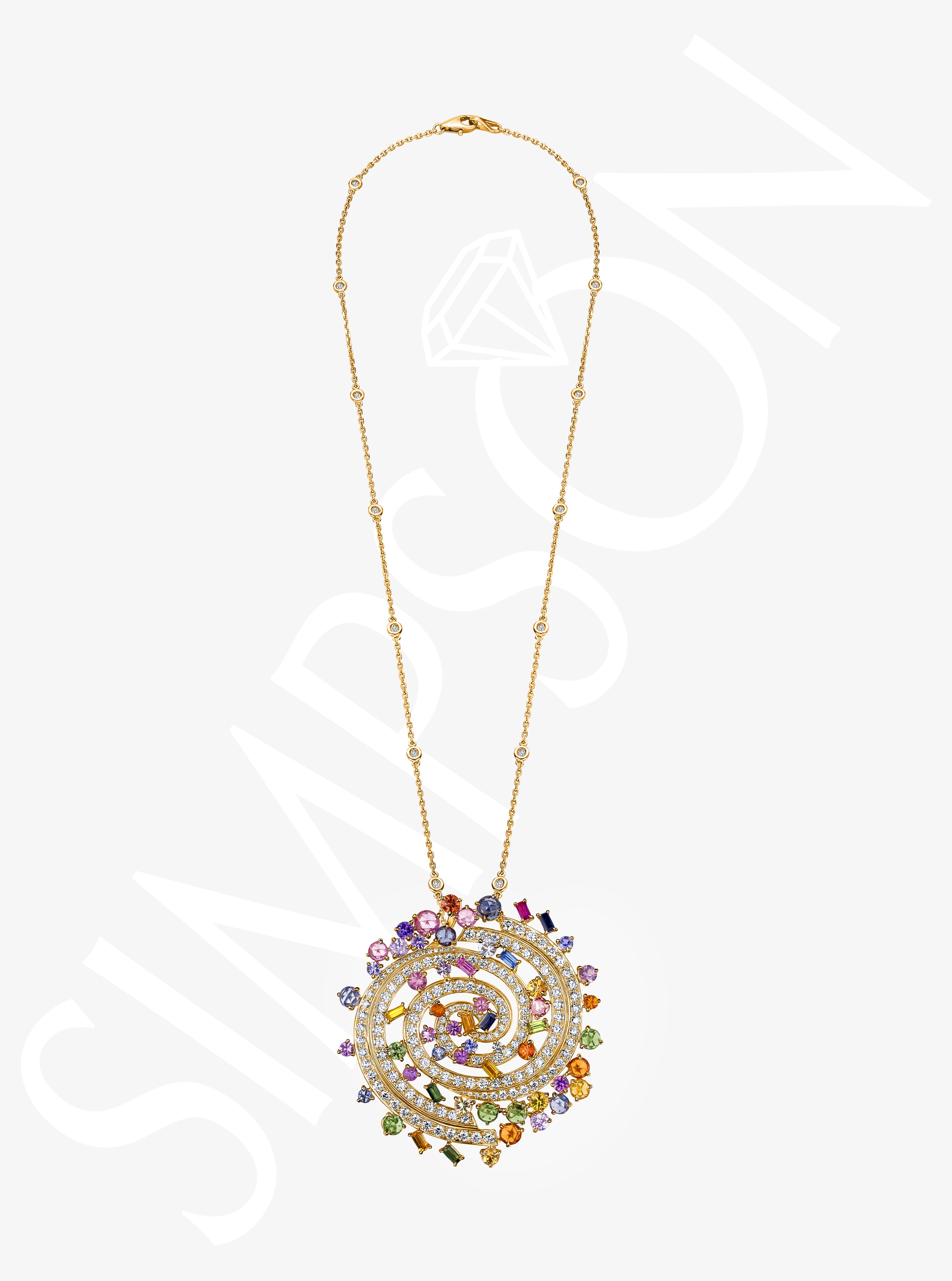 Celestial Spiral Gemstone Pendant