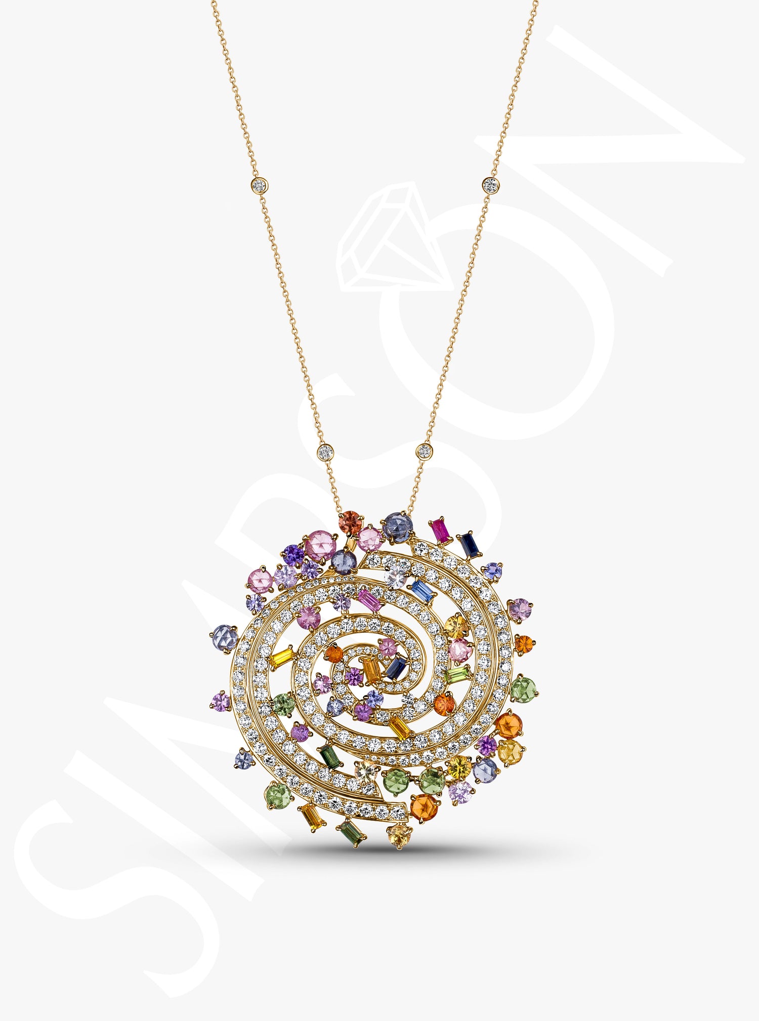 Celestial Spiral Gemstone Pendant