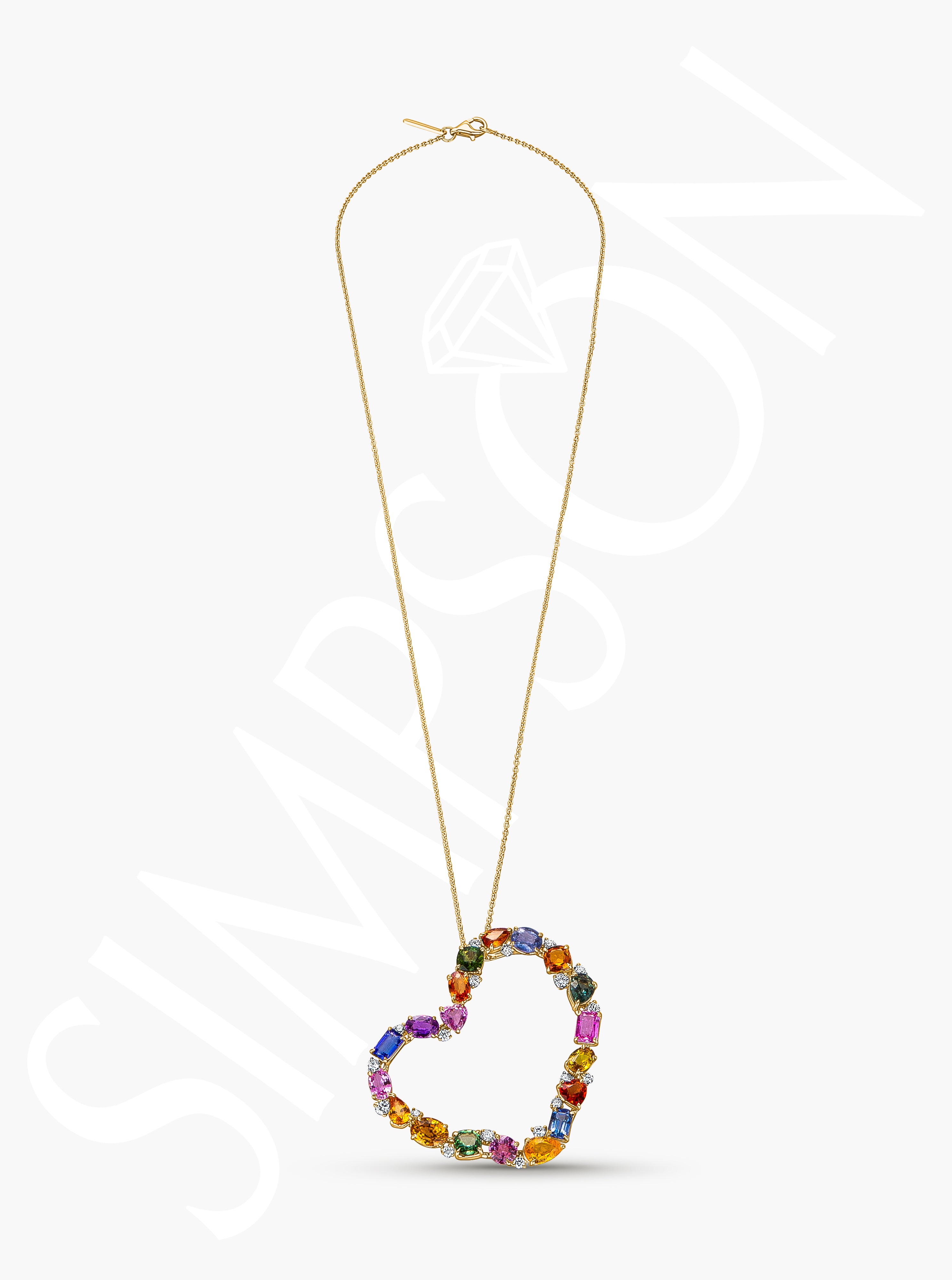 Multi-Color Gemstone Heart Pendant