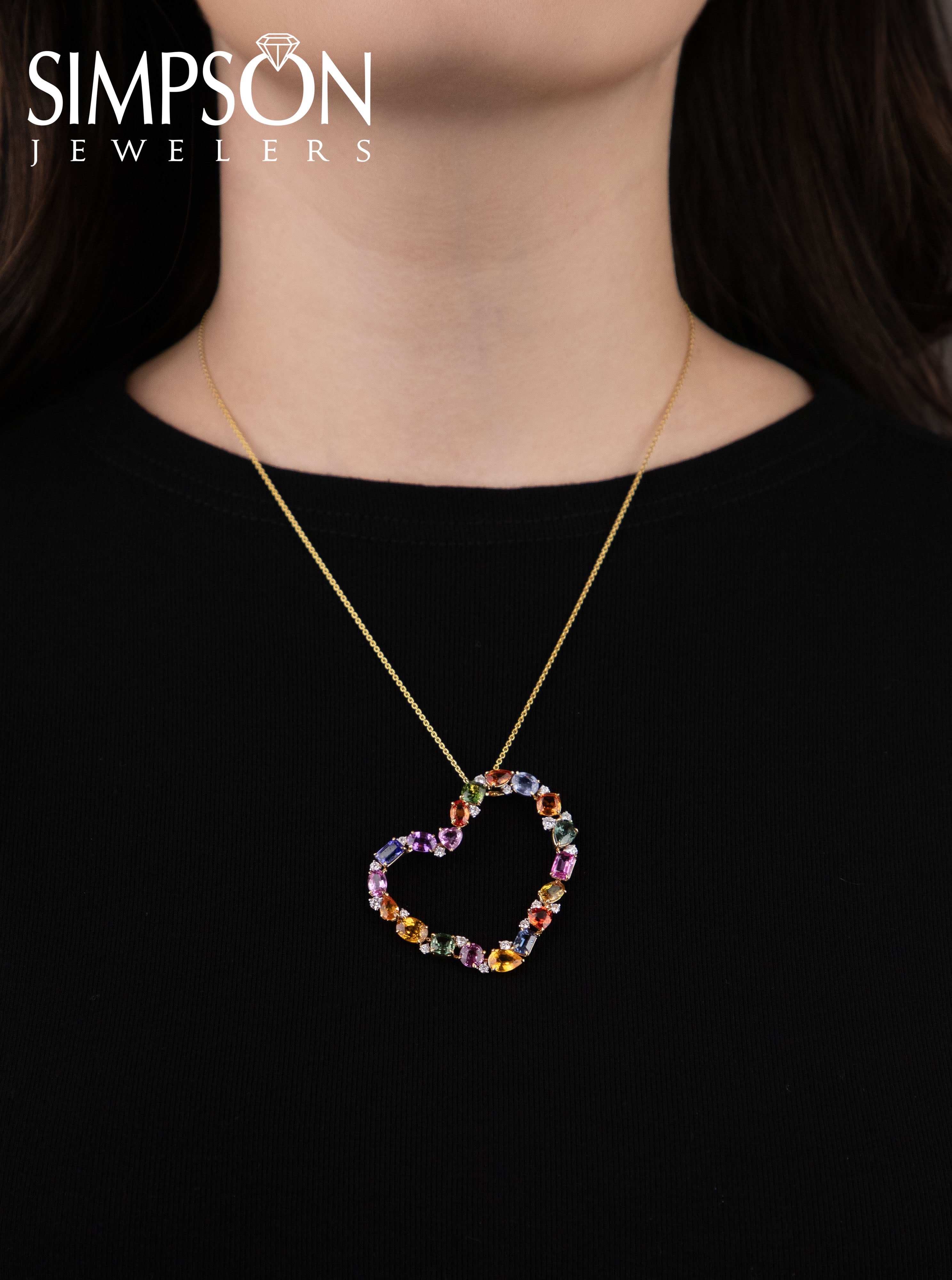 Multi-Color Gemstone Heart Pendant