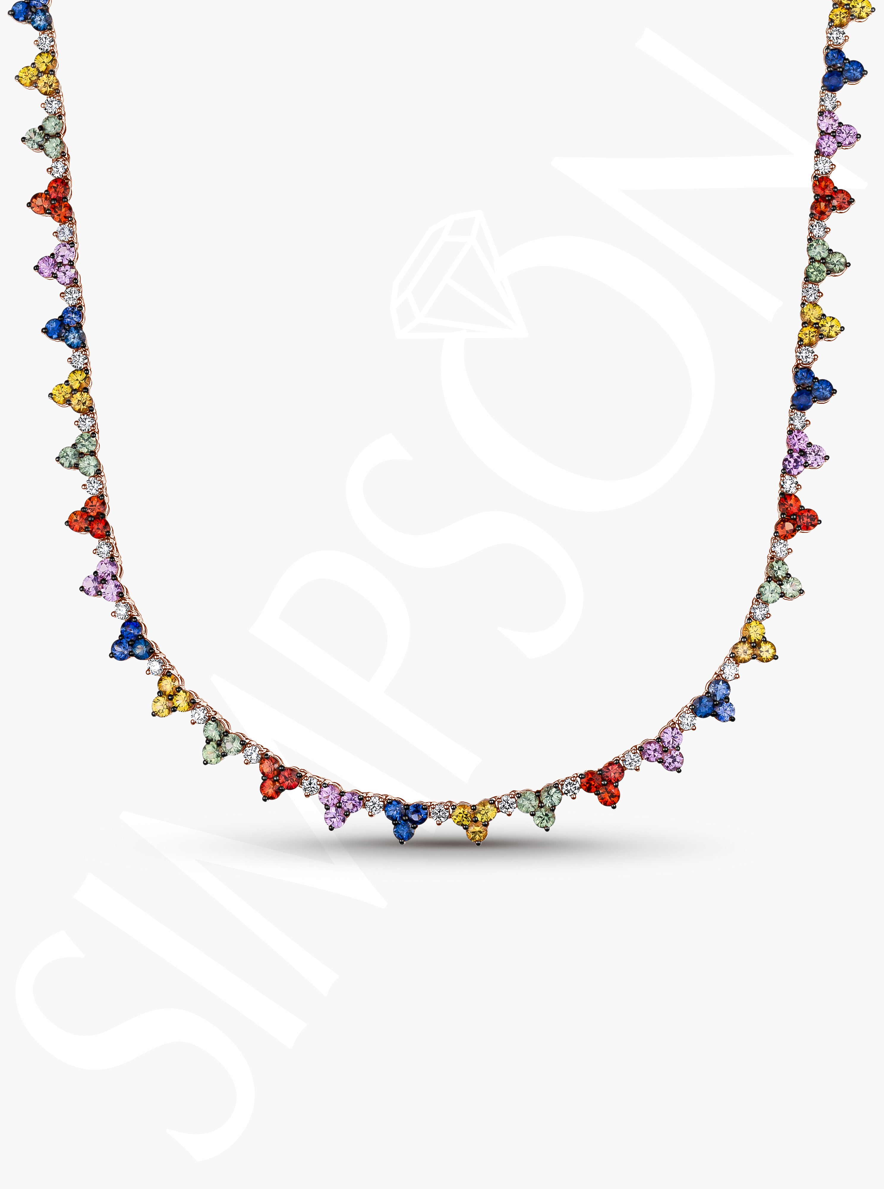 Prismatic Gemstone and Diamond Necklace