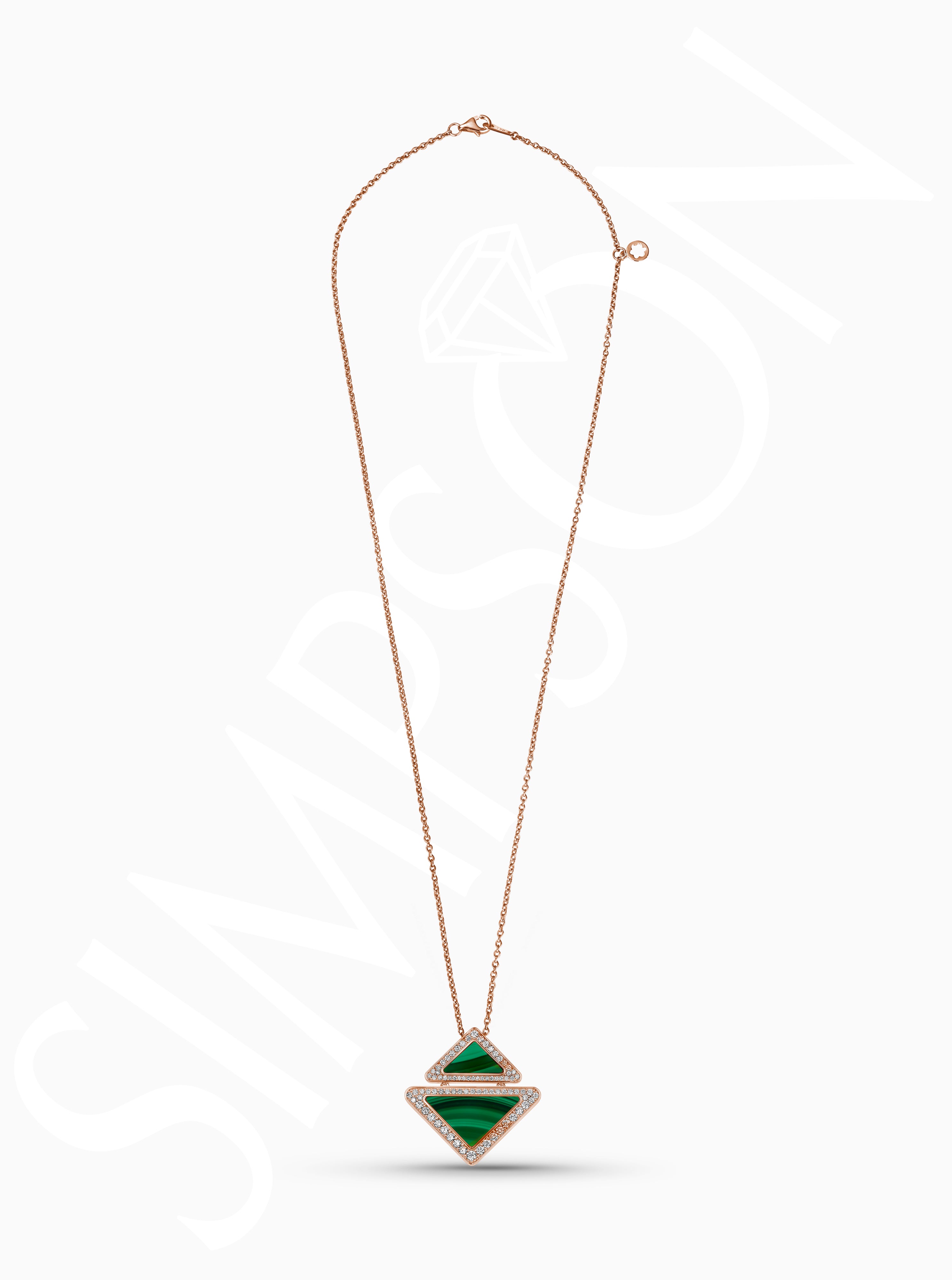 Geometric Malachite And Diamond Necklace