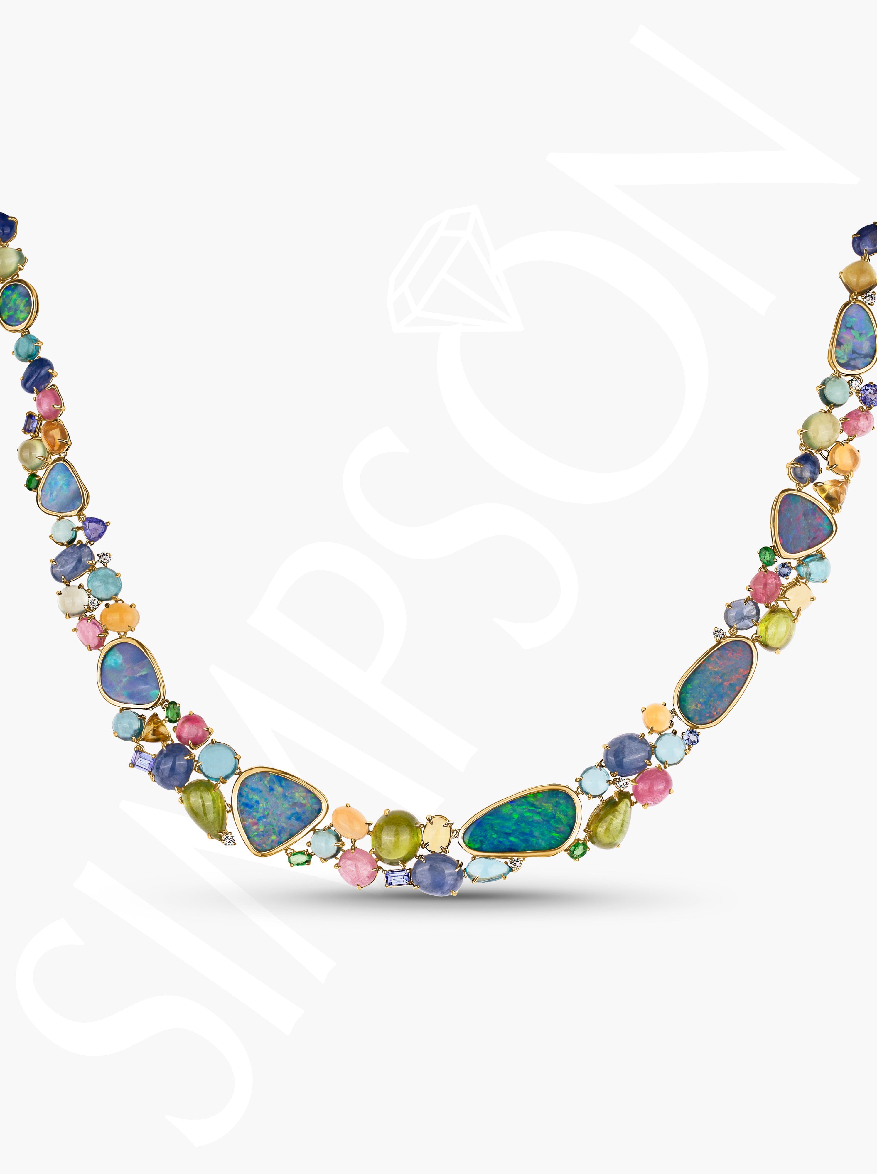Multi-Color Opal and Gemstone Necklace