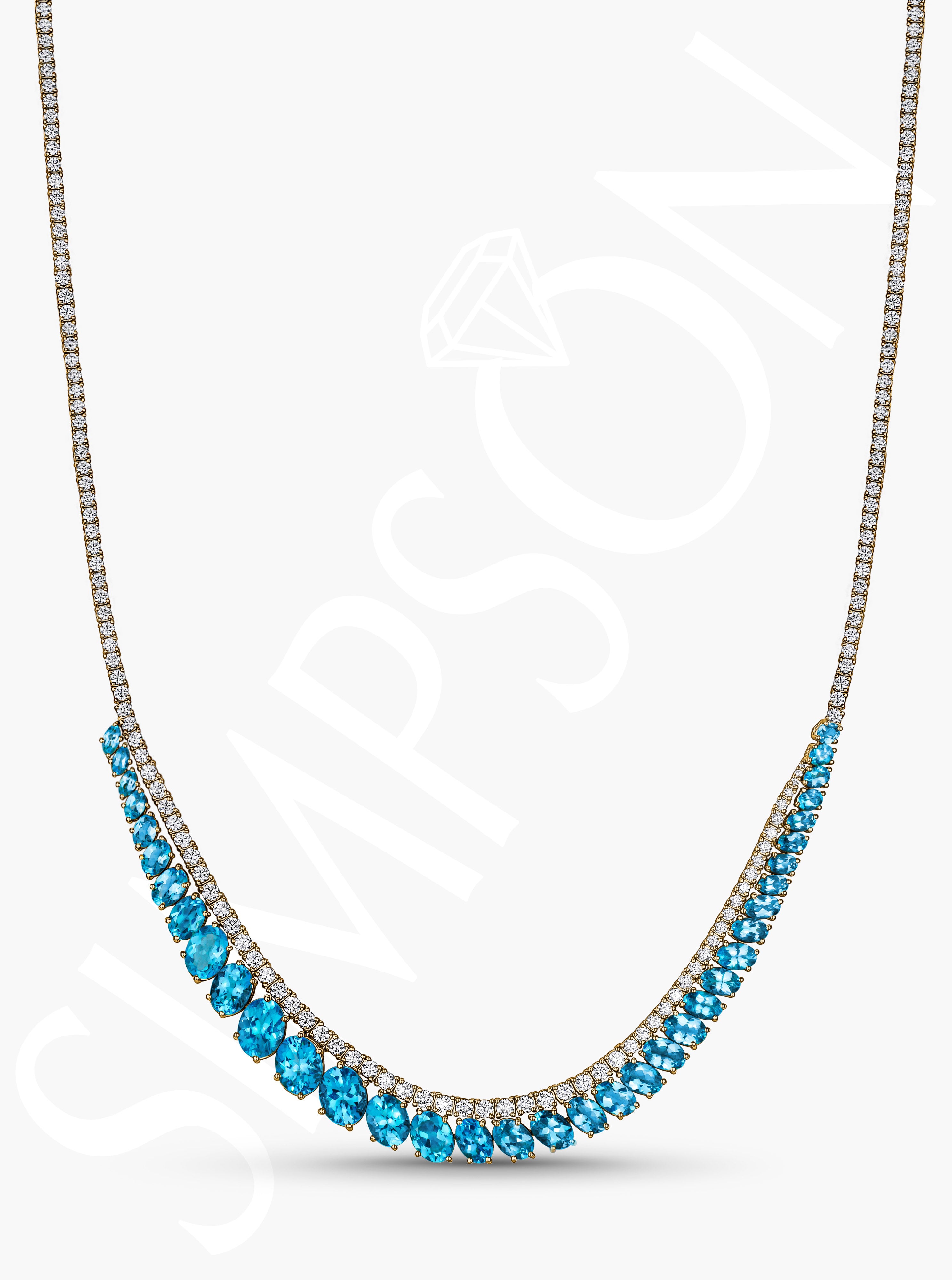 Apatite and Diamond Graduated Necklace