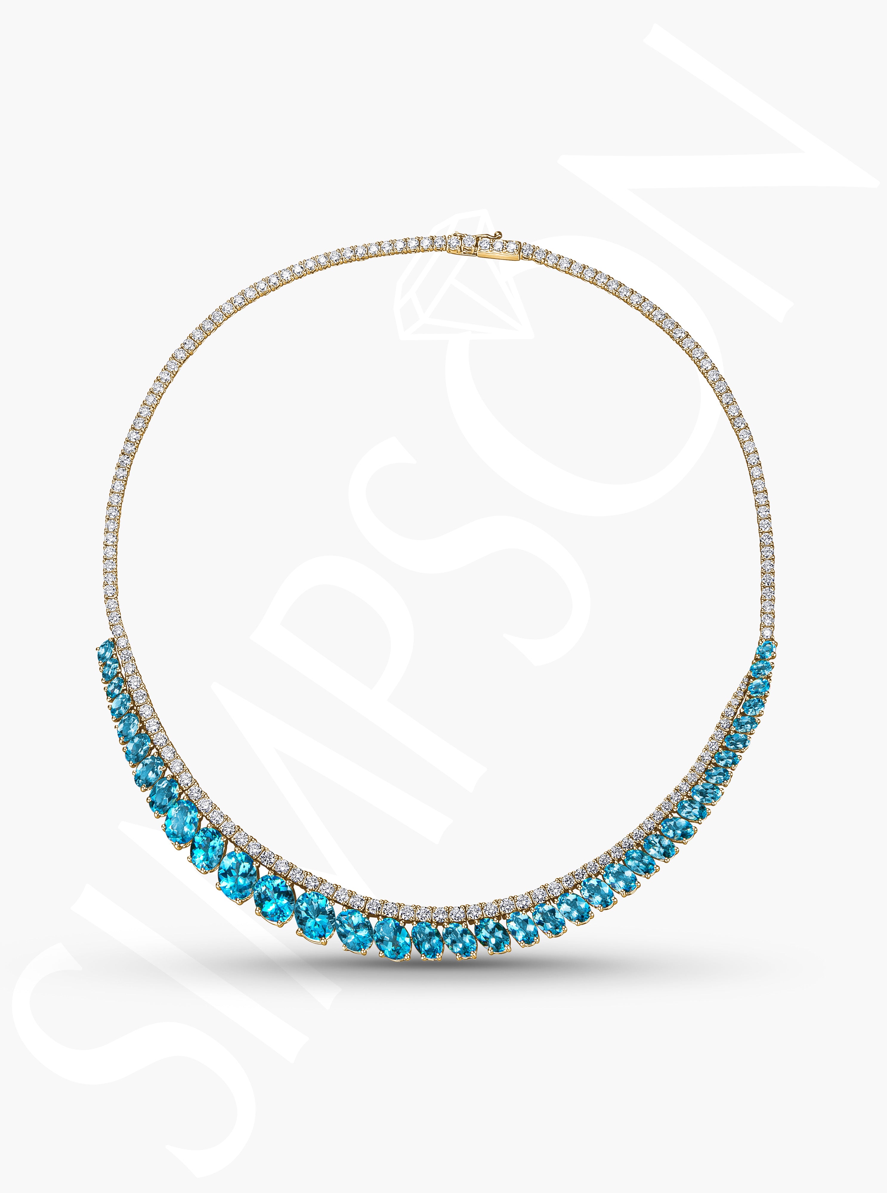 Apatite and Diamond Graduated Necklace