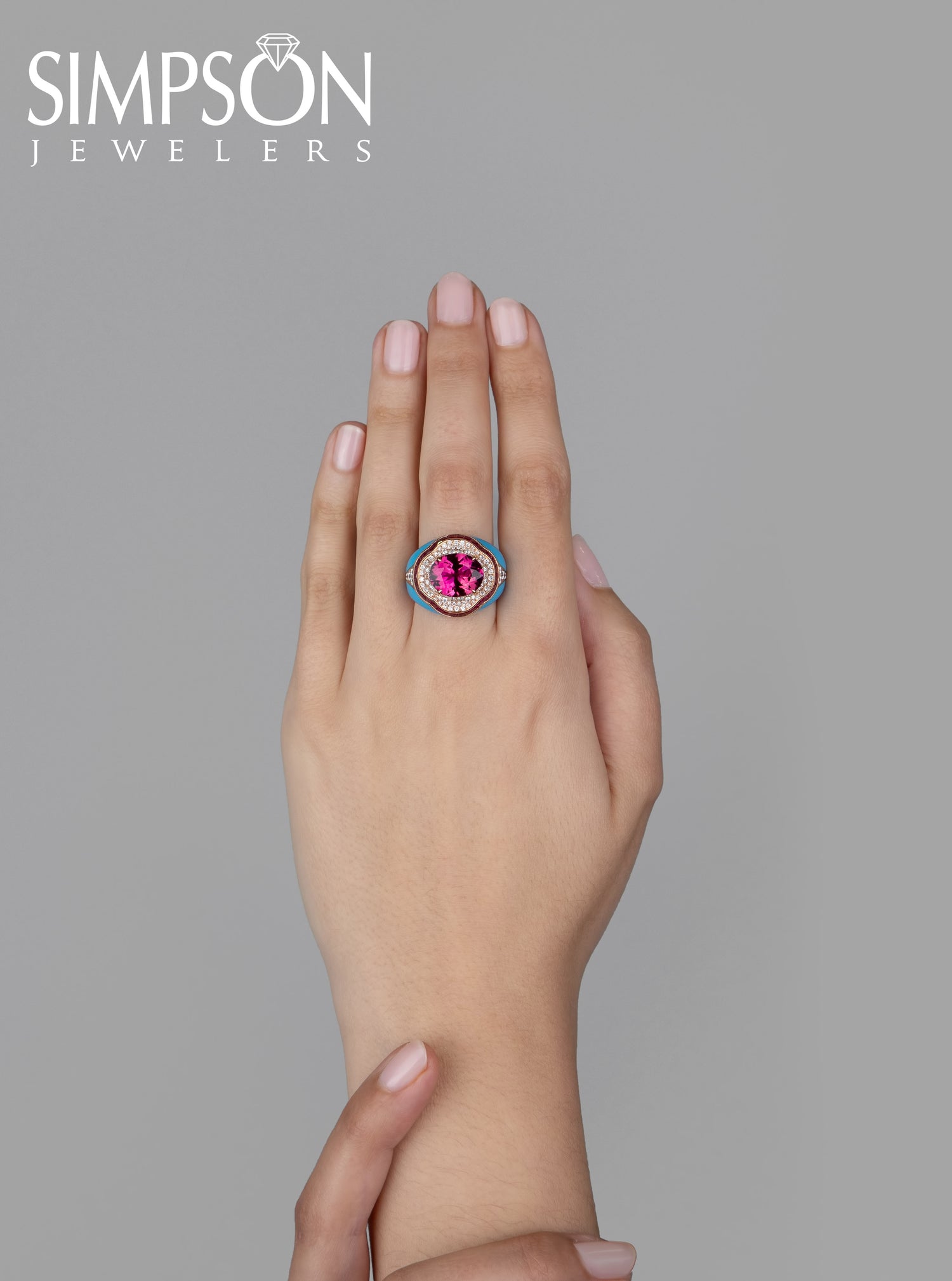 Rubellite and Diamond Ring