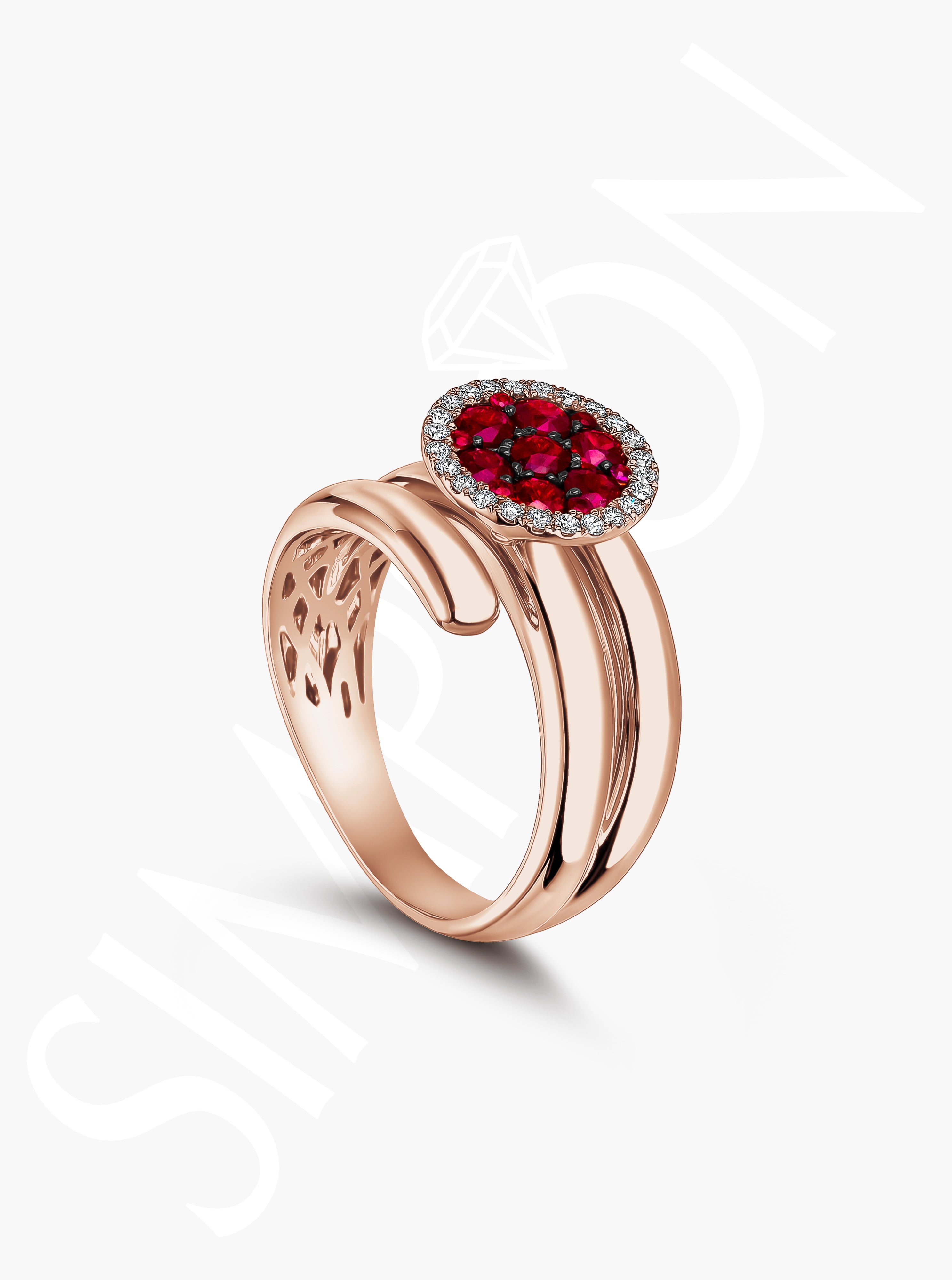 Ruby Cluster Halo Ring