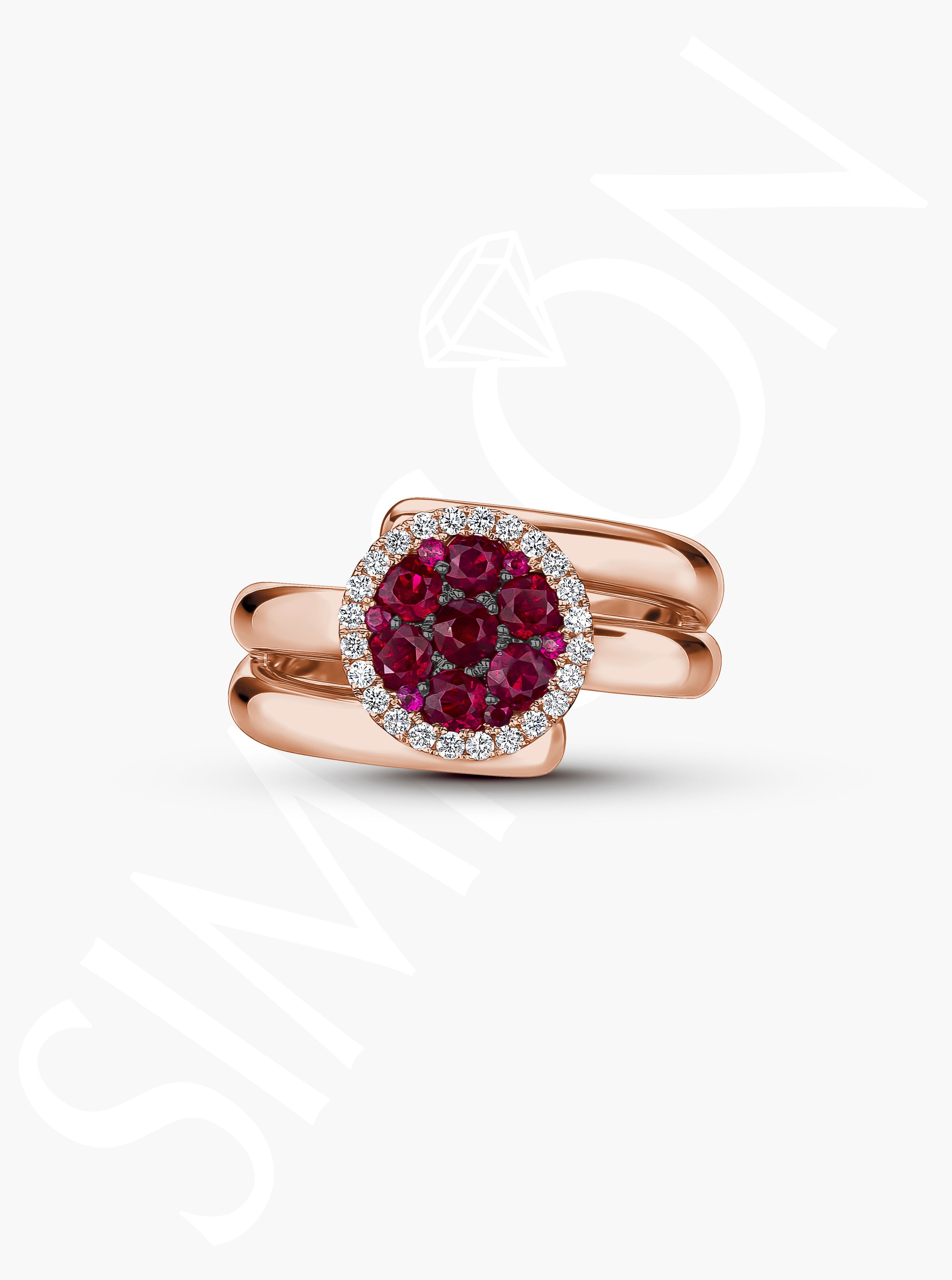 Ruby Cluster Halo Ring