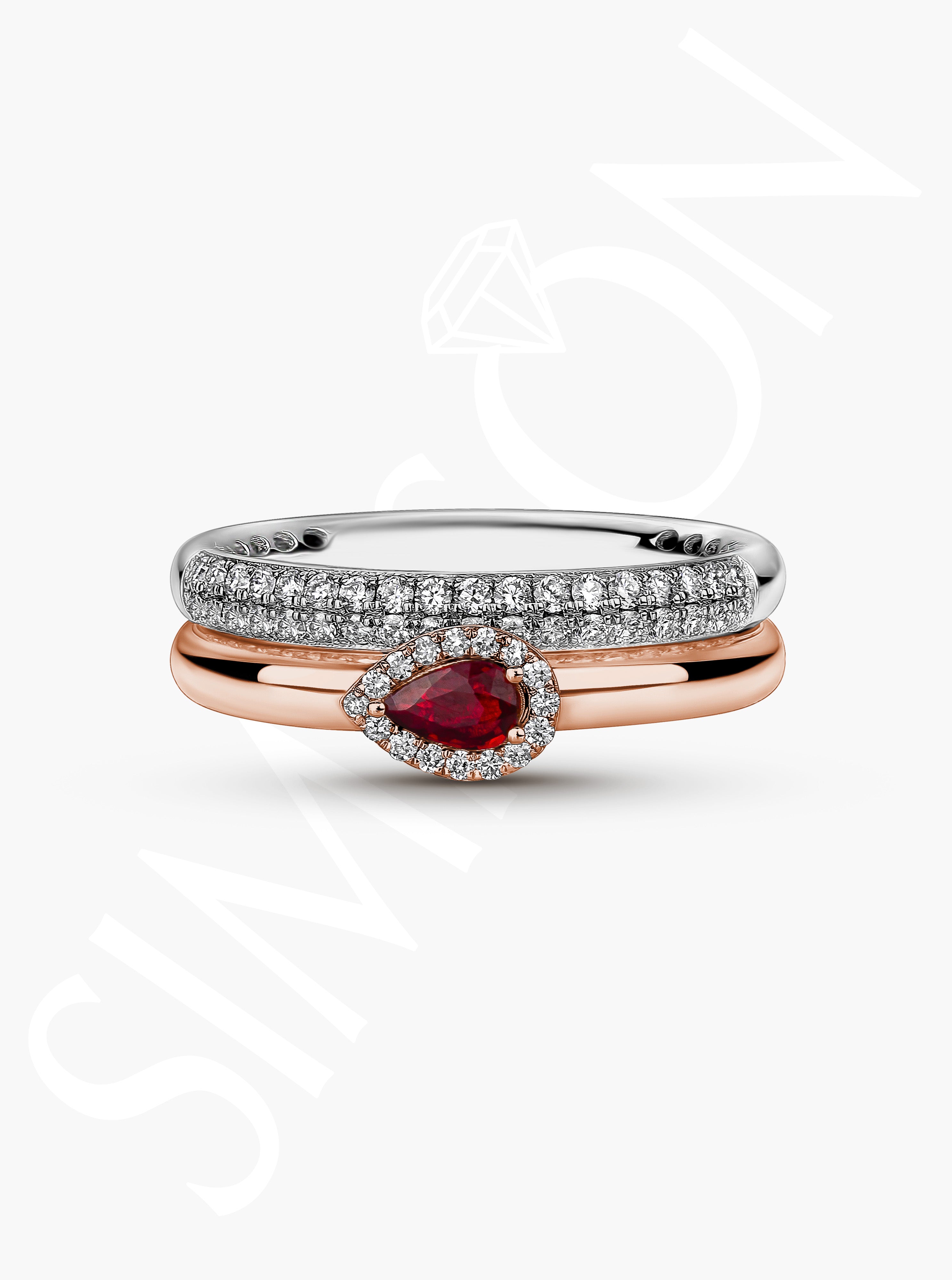 Two-Tone Ruby and Diamond Ring