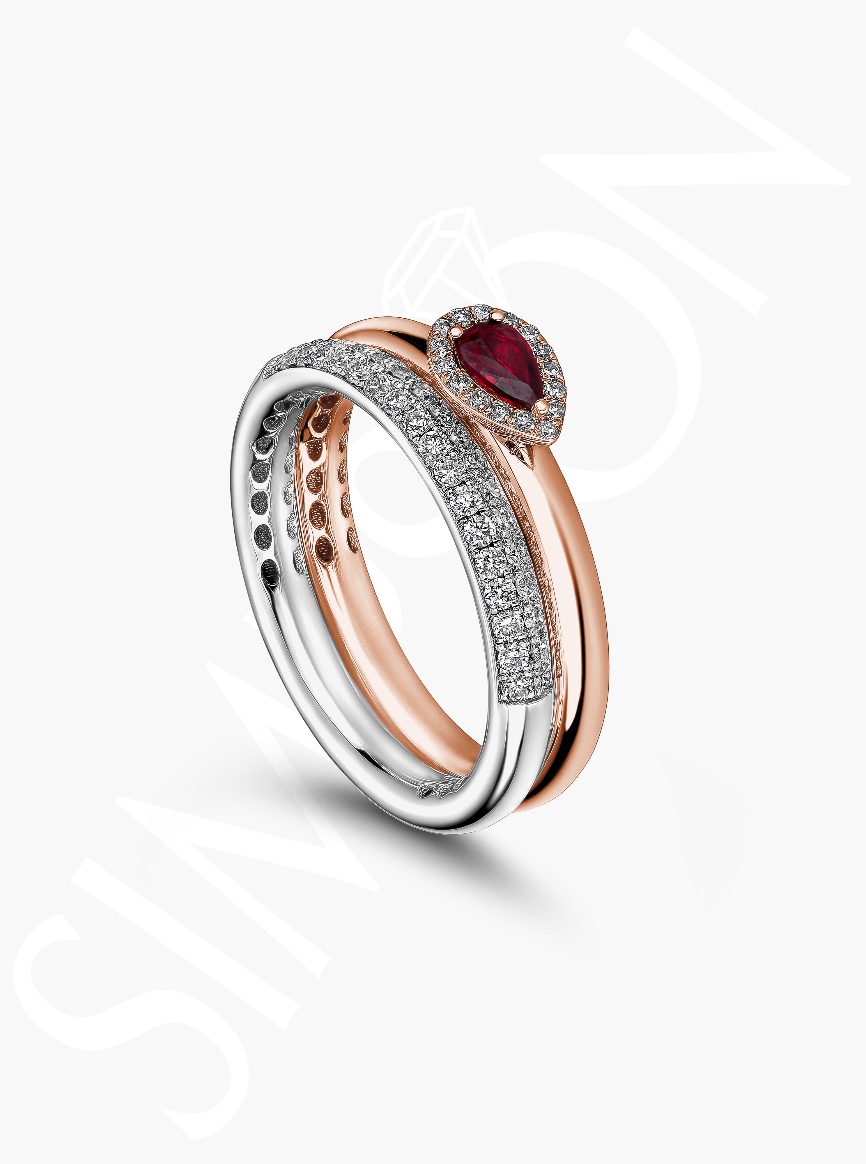 Two-Tone Ruby and Diamond Ring