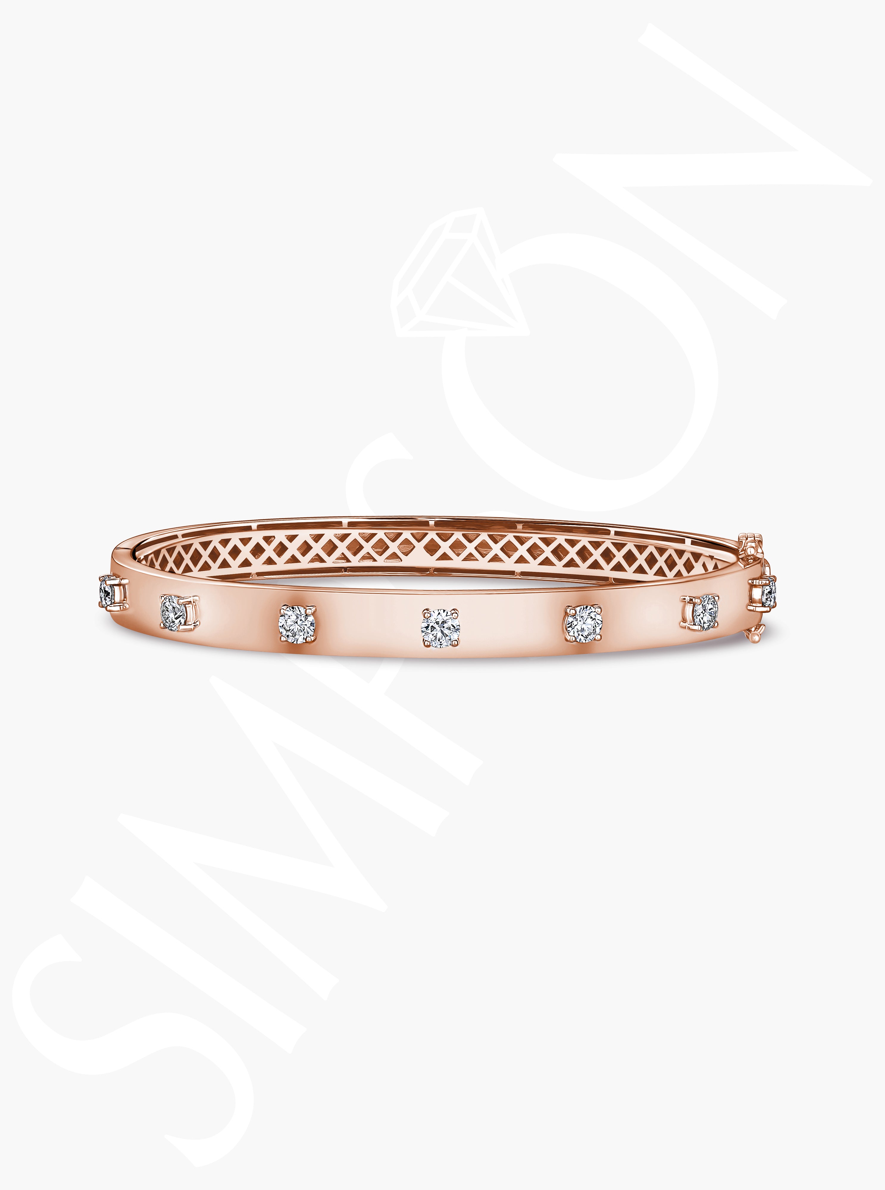 Rose Gold Bangle with Round Diamonds