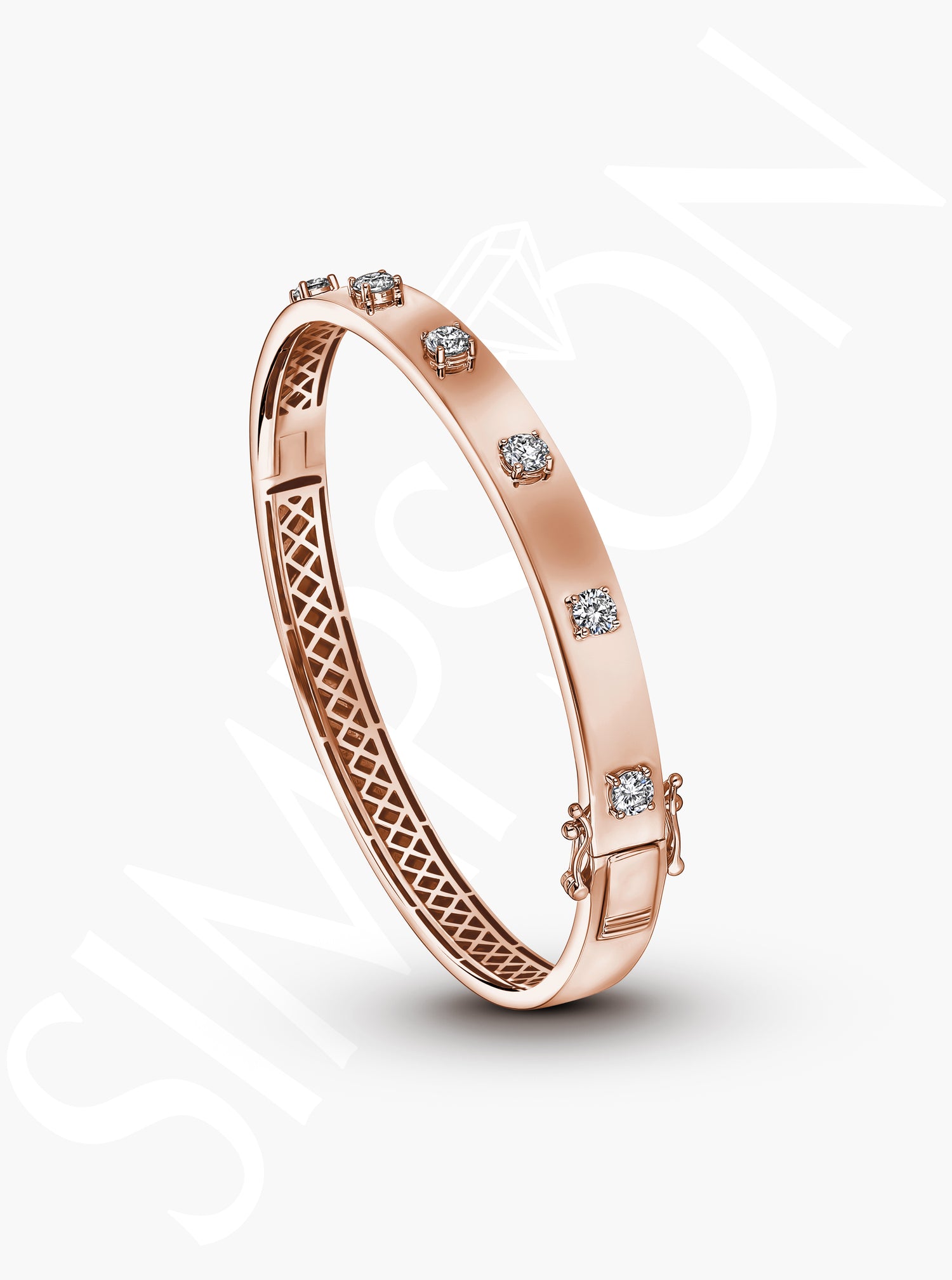 Rose Gold Bangle with Round Diamonds