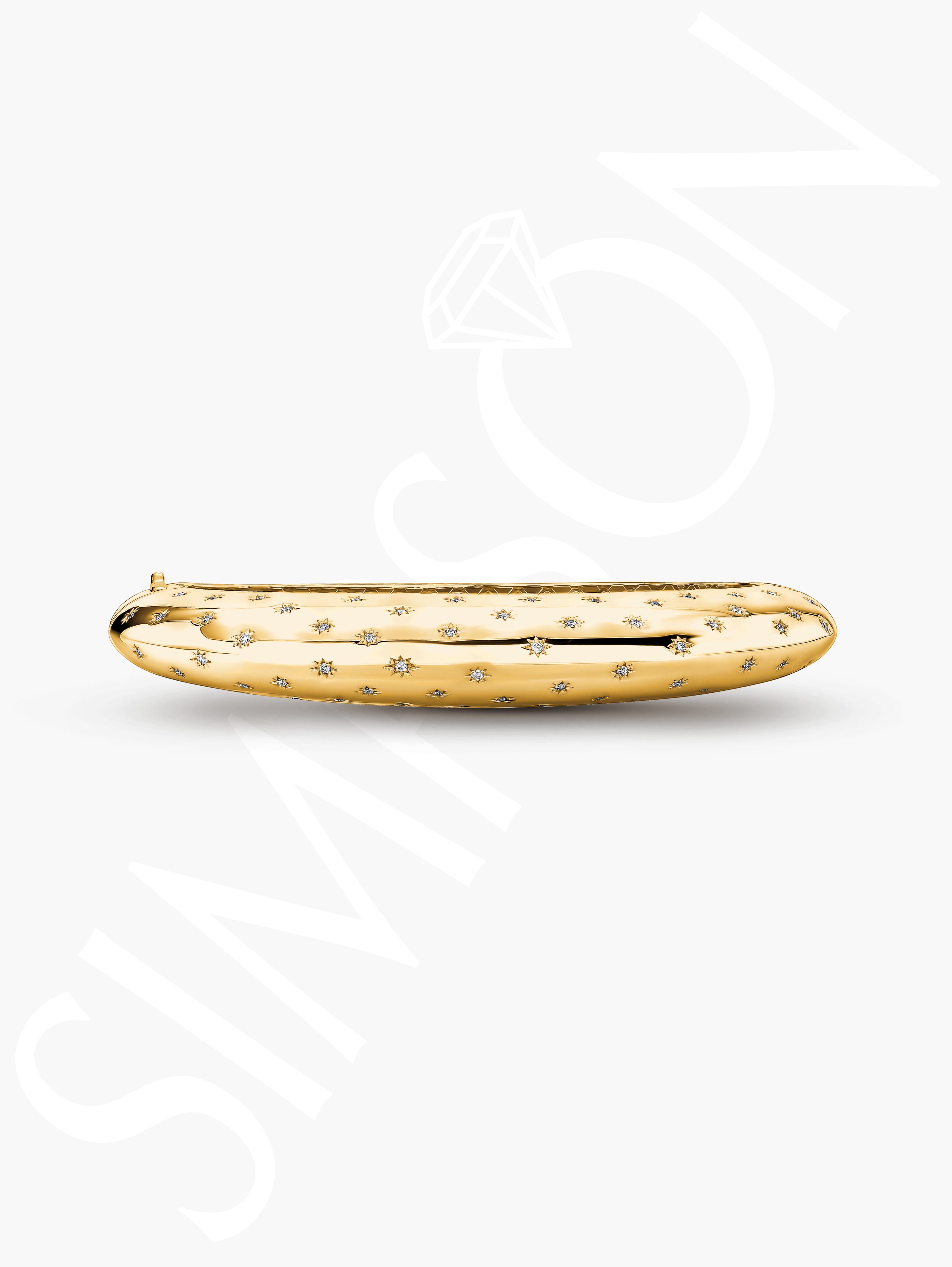 Yellow Gold Bangle with Starburst Diamond Accents
