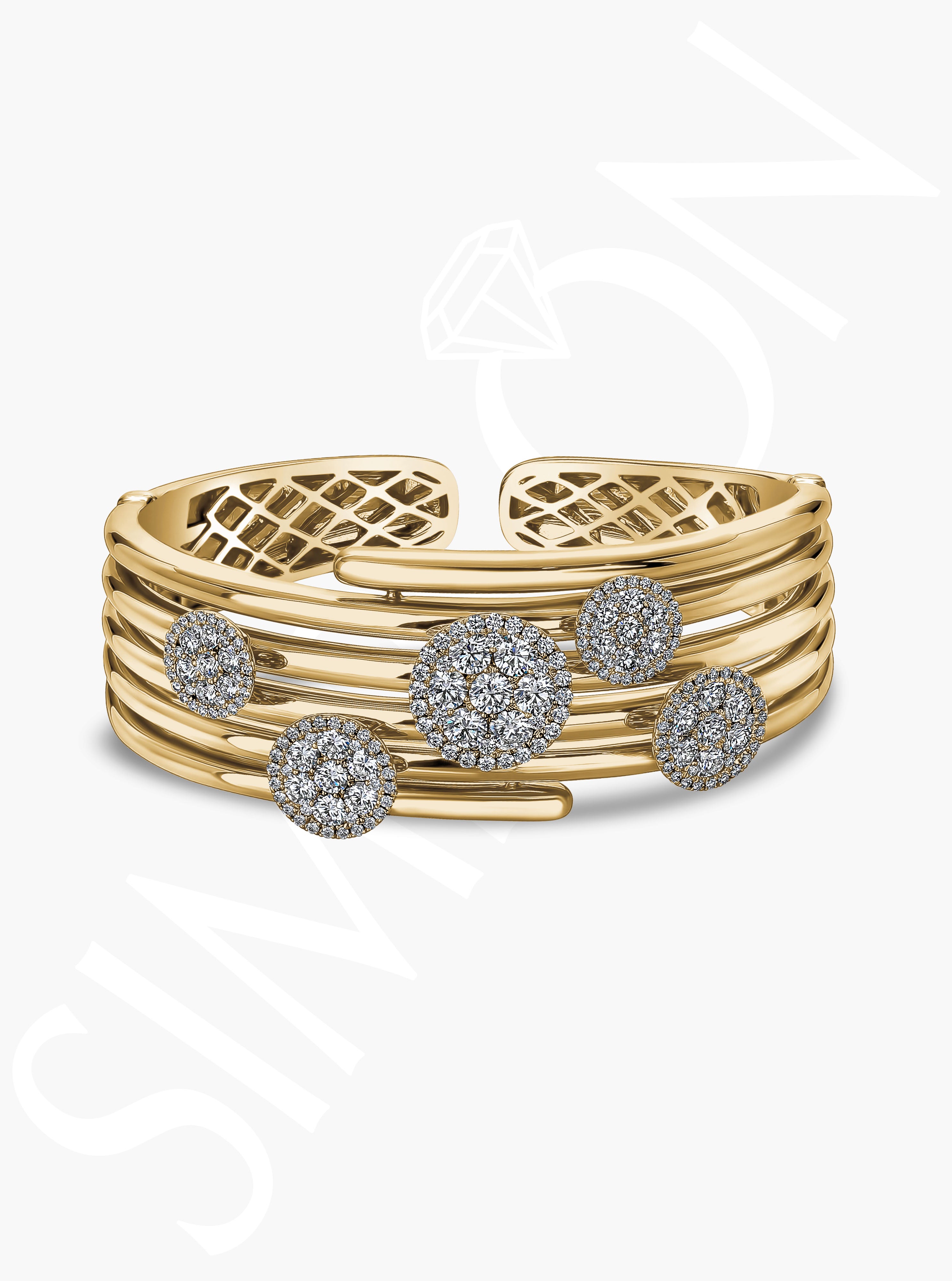 Multi-Row Bangle with Sparkling Diamond Discs