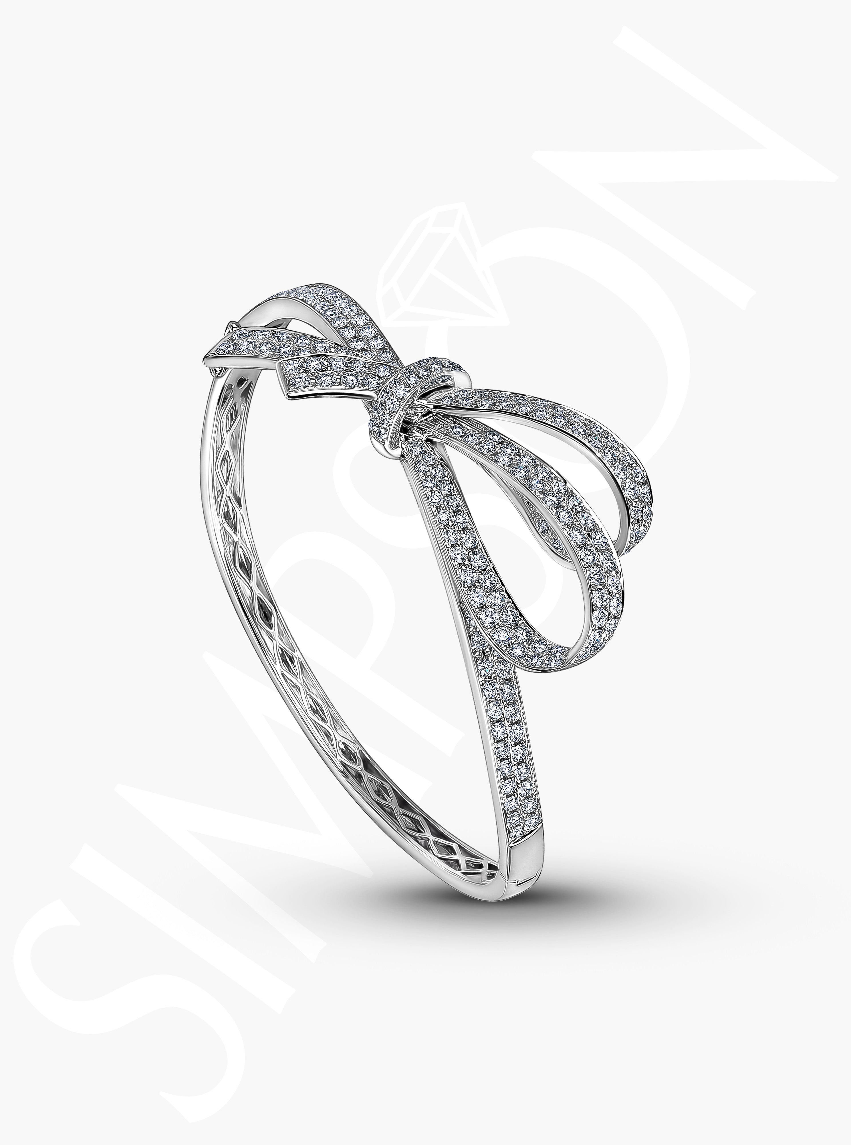 Diamond Ribbon Bow Bangle