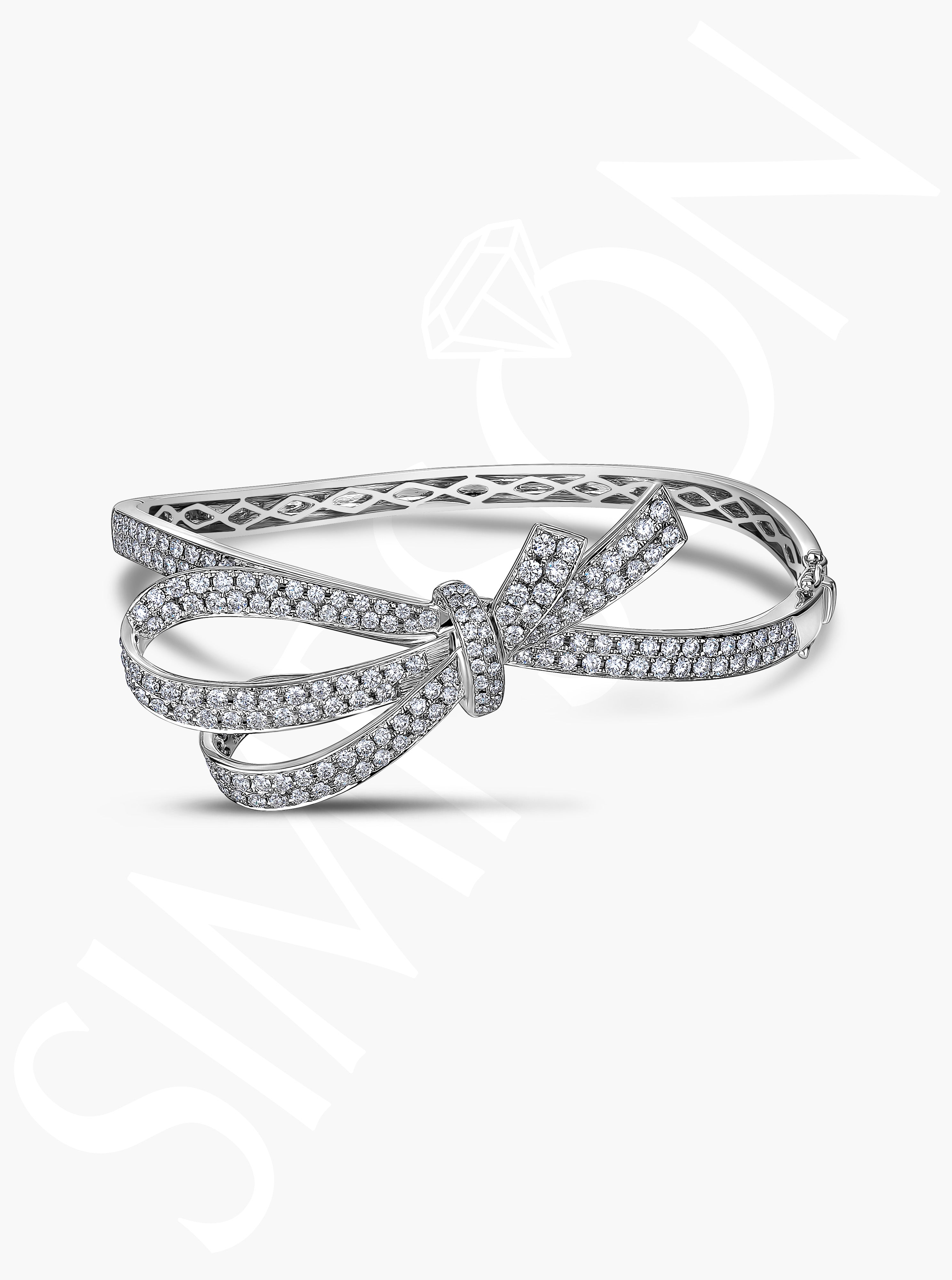 Diamond Ribbon Bow Bangle