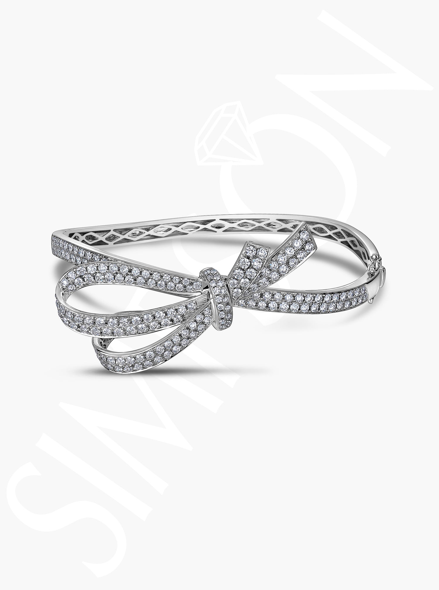 Diamond Ribbon Bow Bangle