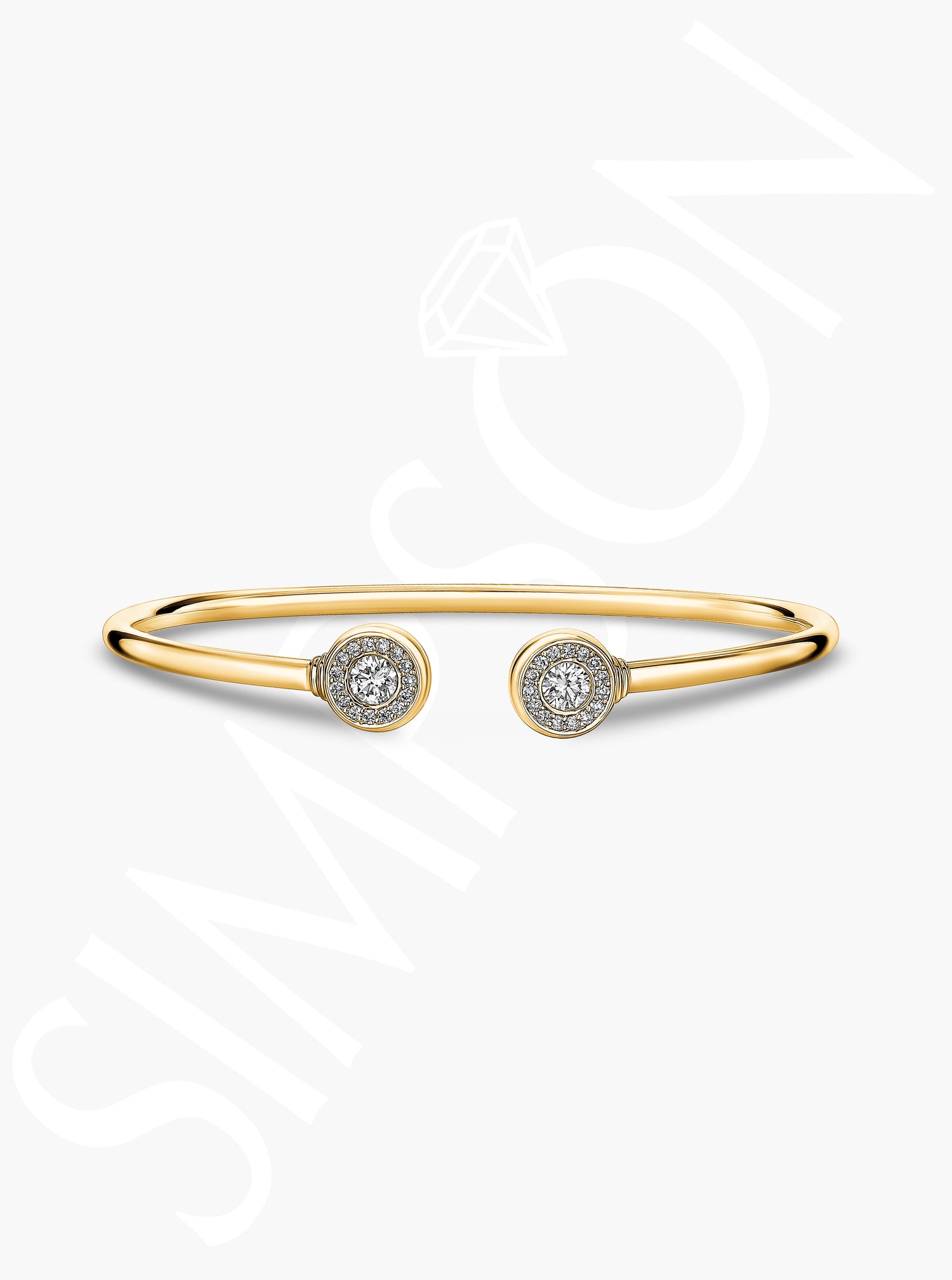 Open Bangle with Round Diamond Halo Accents