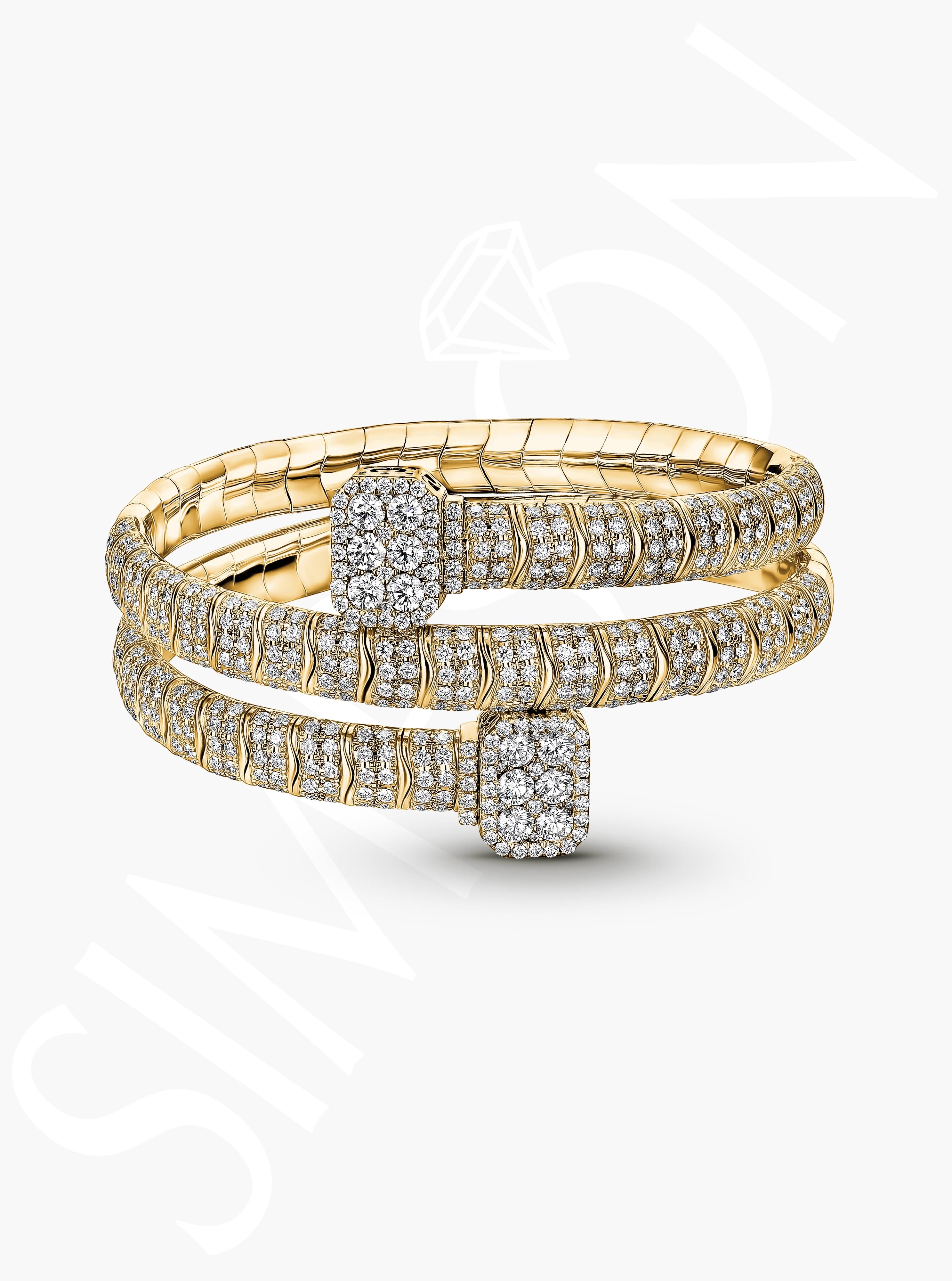 Yellow Gold Diamond Wrap Bangle