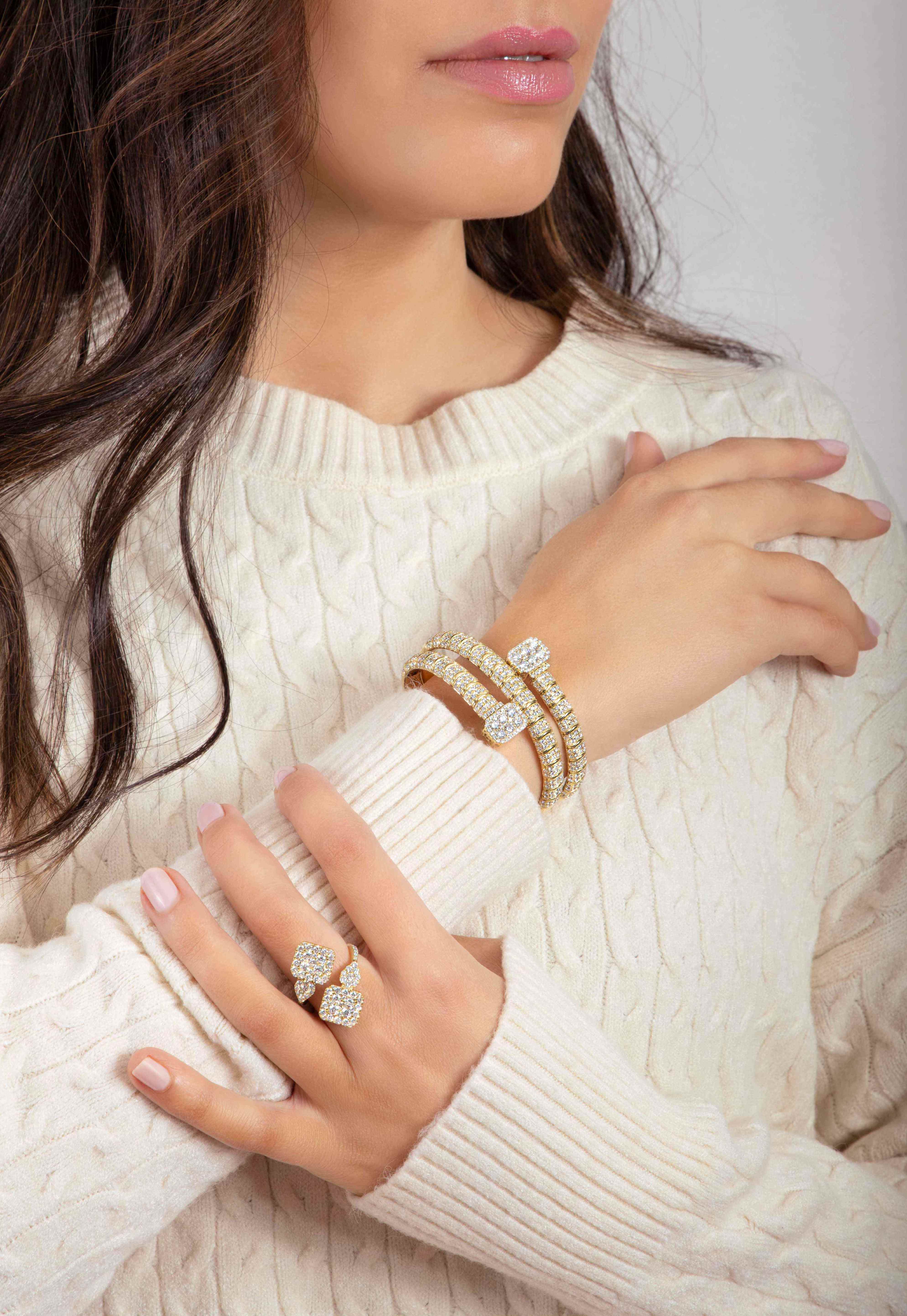 Yellow Gold Diamond Wrap Bangle